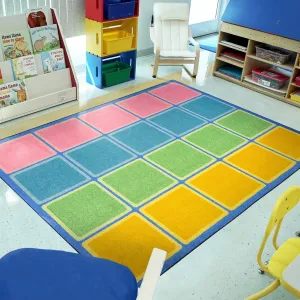 Blocks Abound Pastel Educational Nylon Area Rug