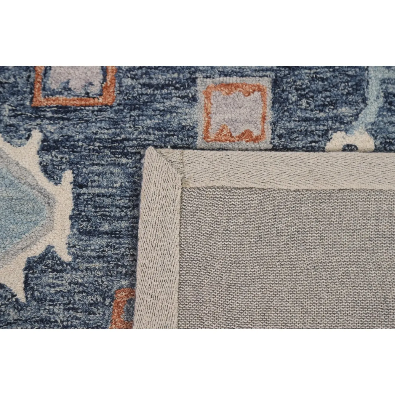 Blue Oriental Rug Traditional Hand-Tufted Wool Carpet
