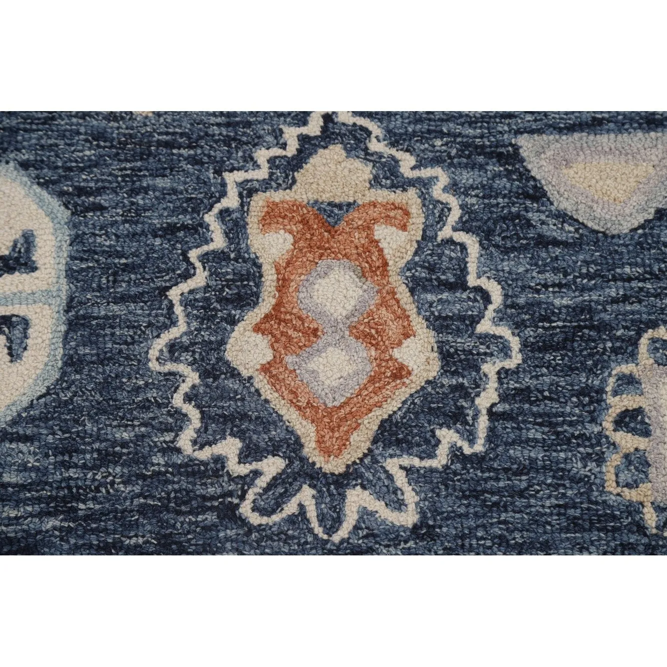 Blue Oriental Rug Traditional Hand-Tufted Wool Carpet