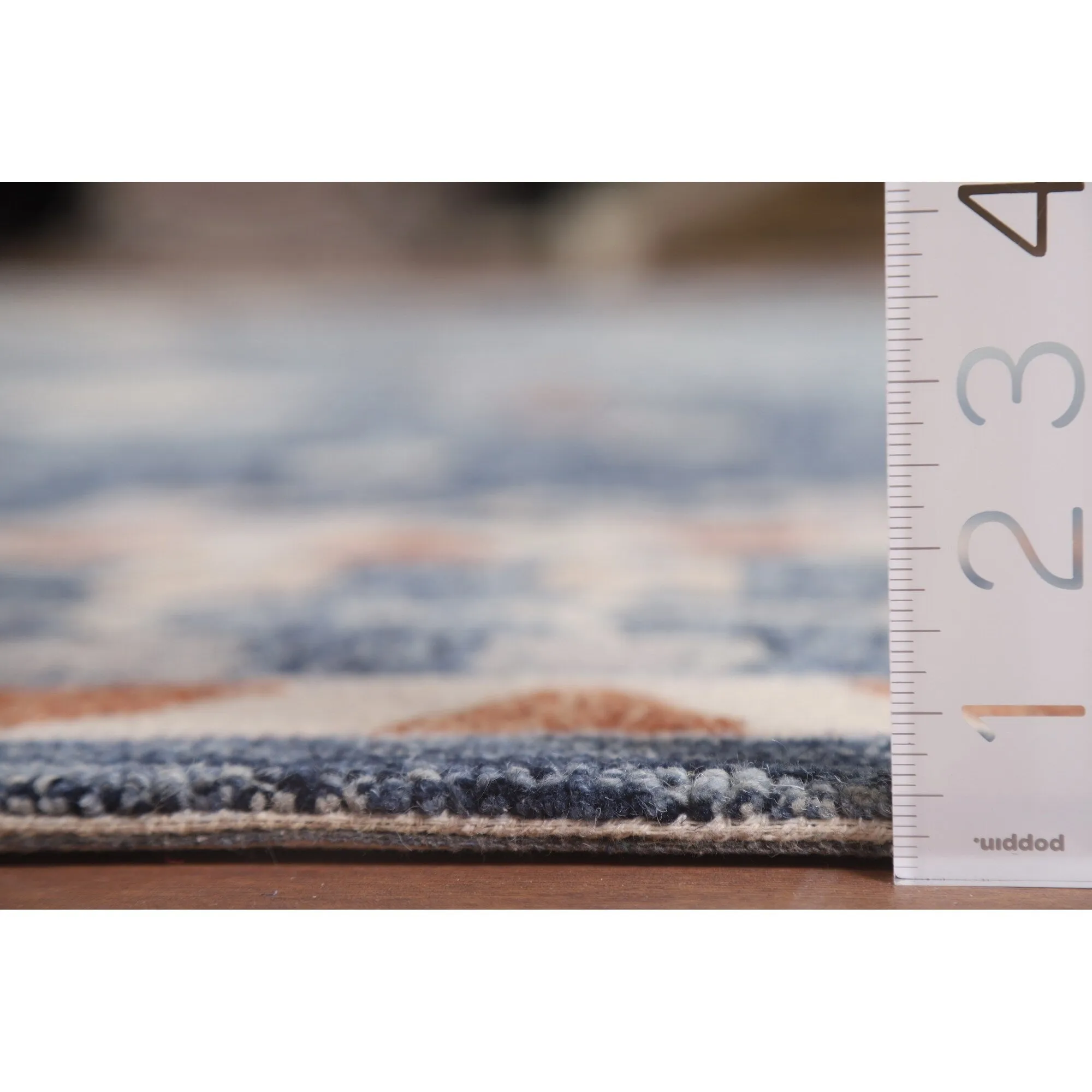 Blue Oriental Rug Traditional Hand-Tufted Wool Carpet