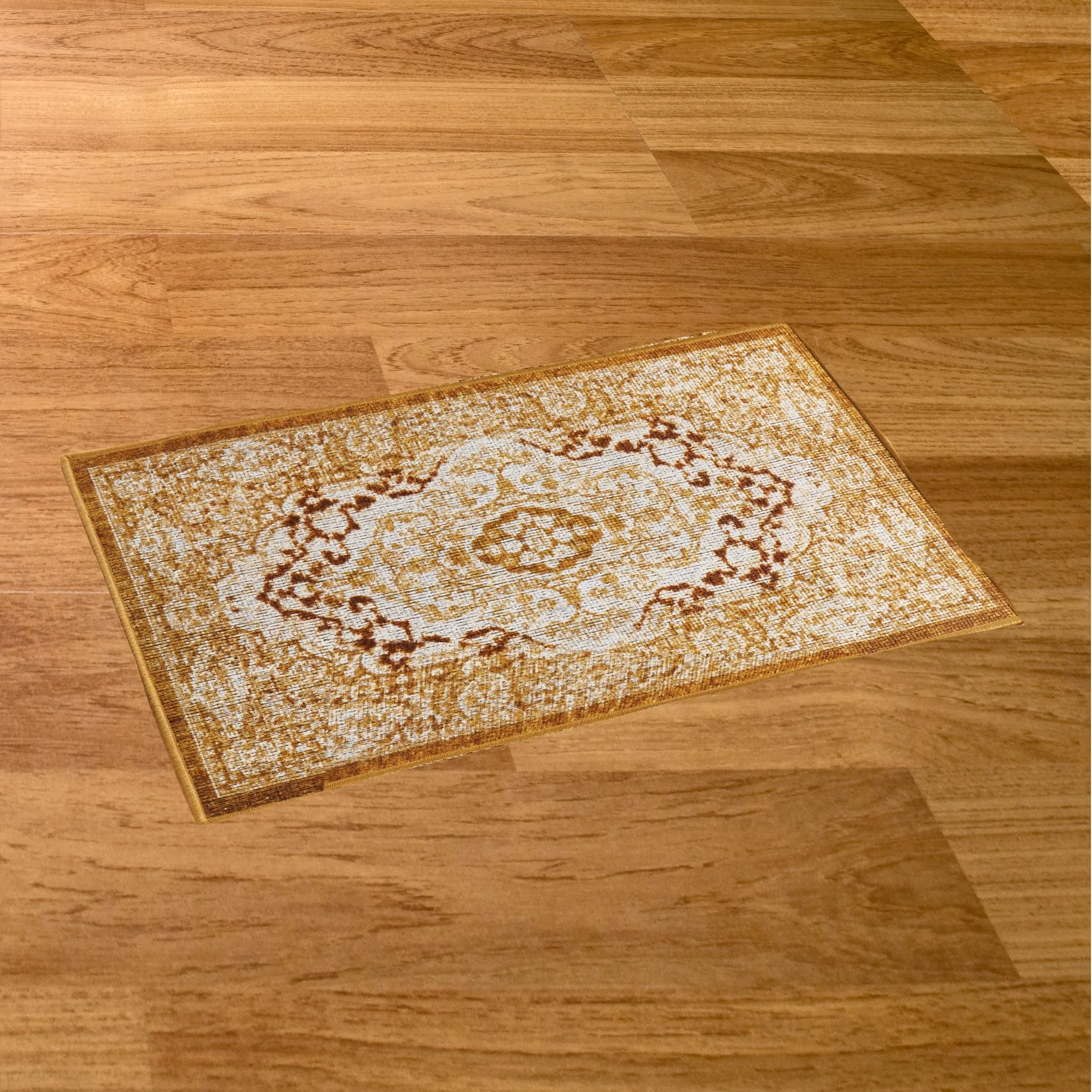 Classic Medallion Design Skid-Resistant Accent Rug