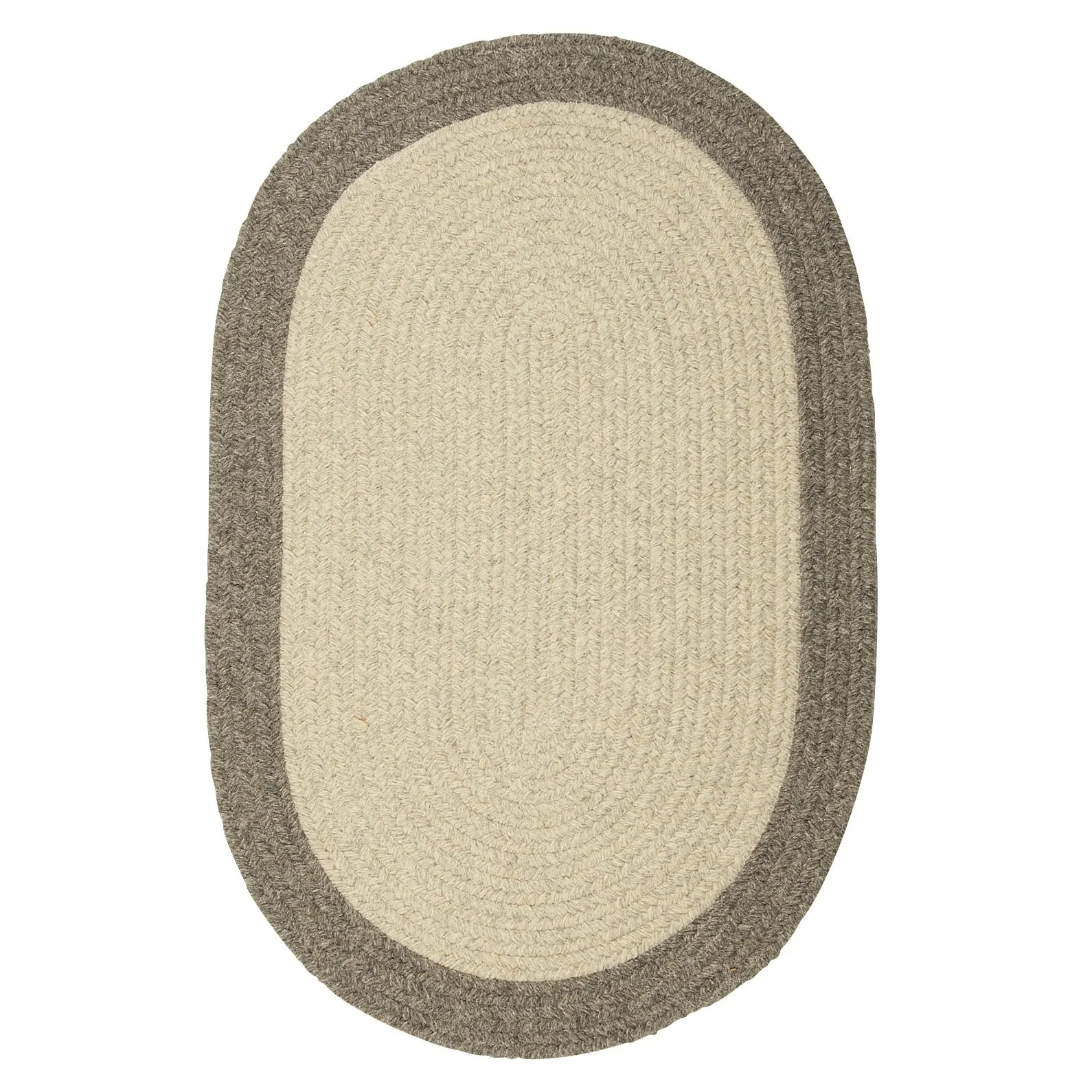 Classic Natural Border Braided Reversible 100% Wool Rug