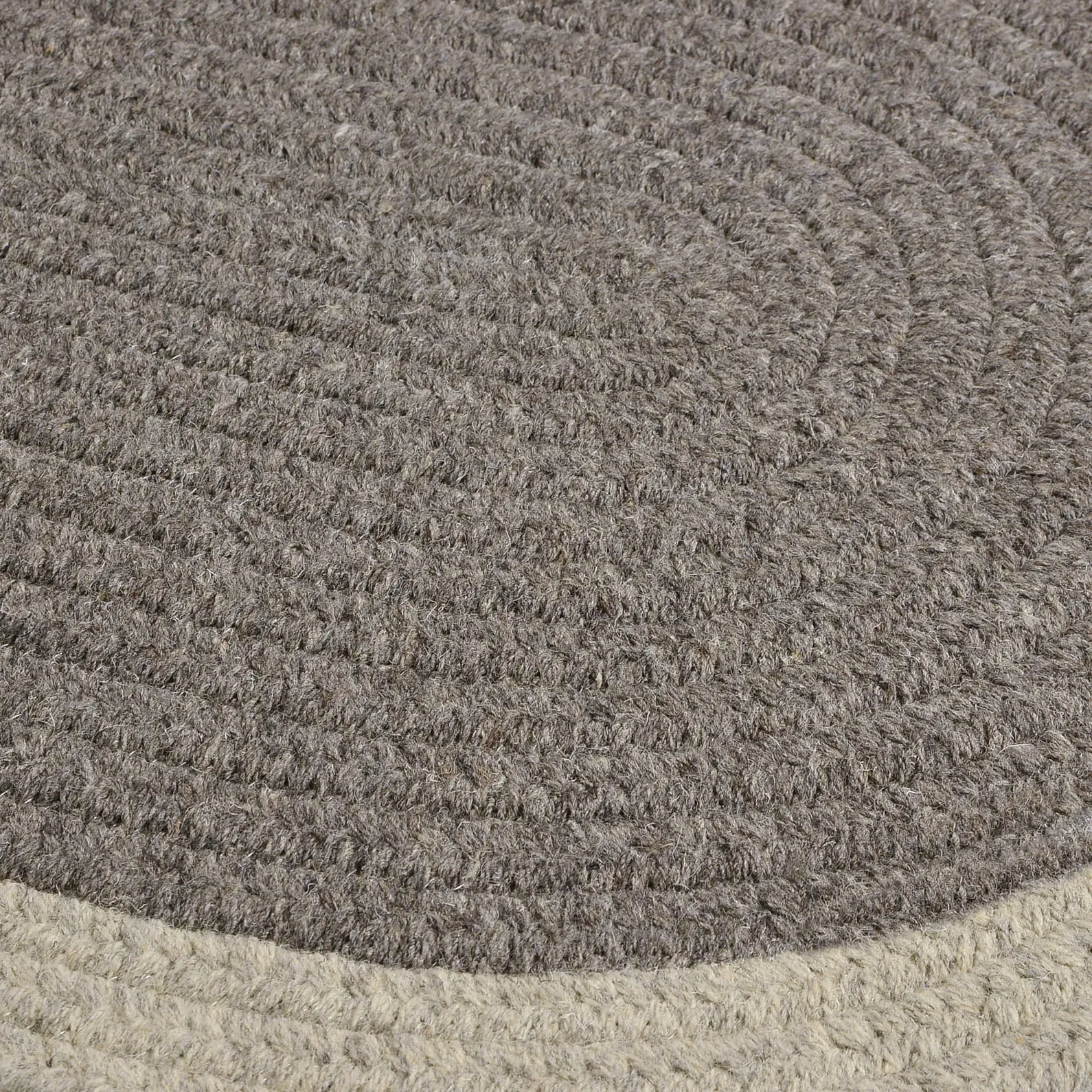Classic Natural Border Braided Reversible 100% Wool Rug