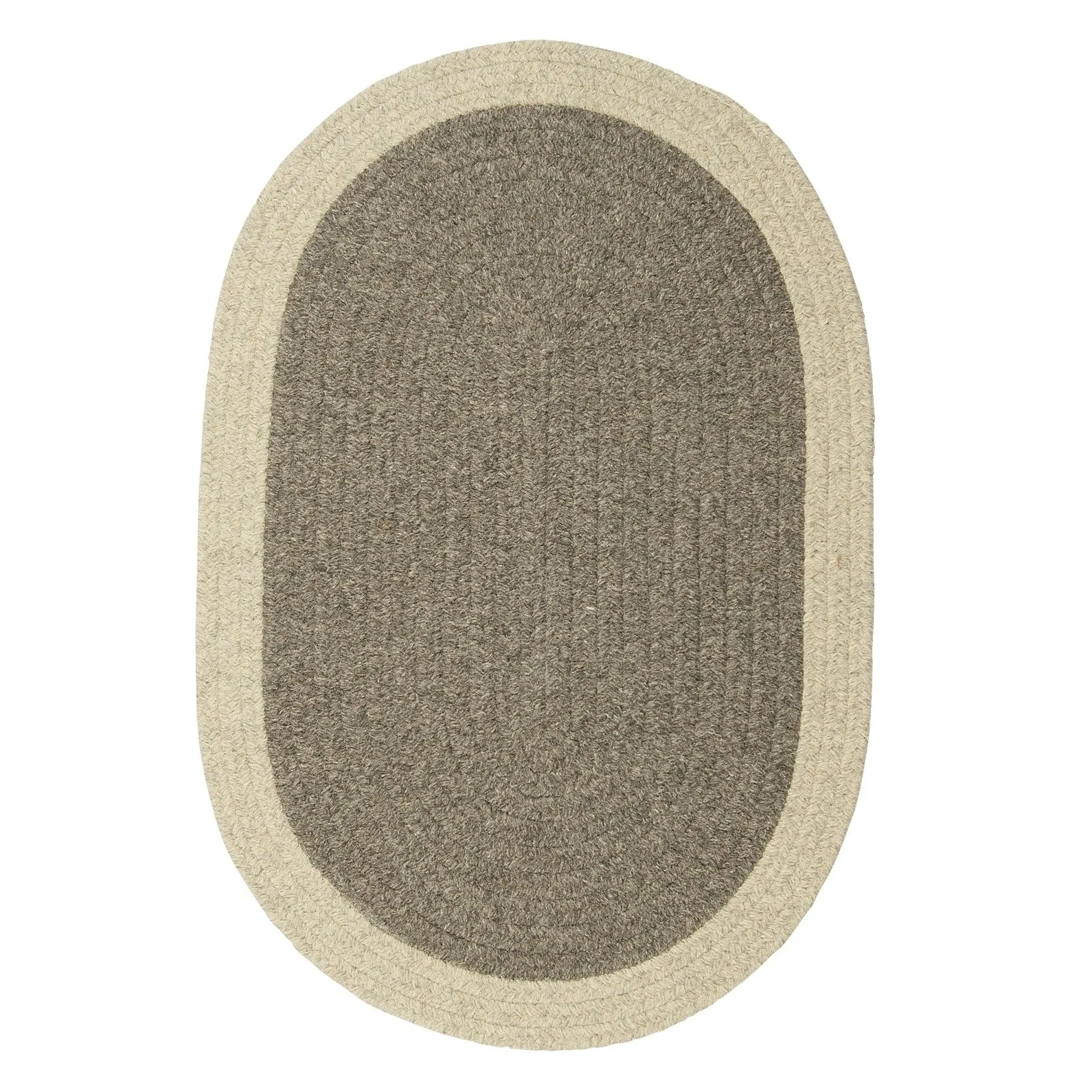 Classic Natural Border Braided Reversible 100% Wool Rug