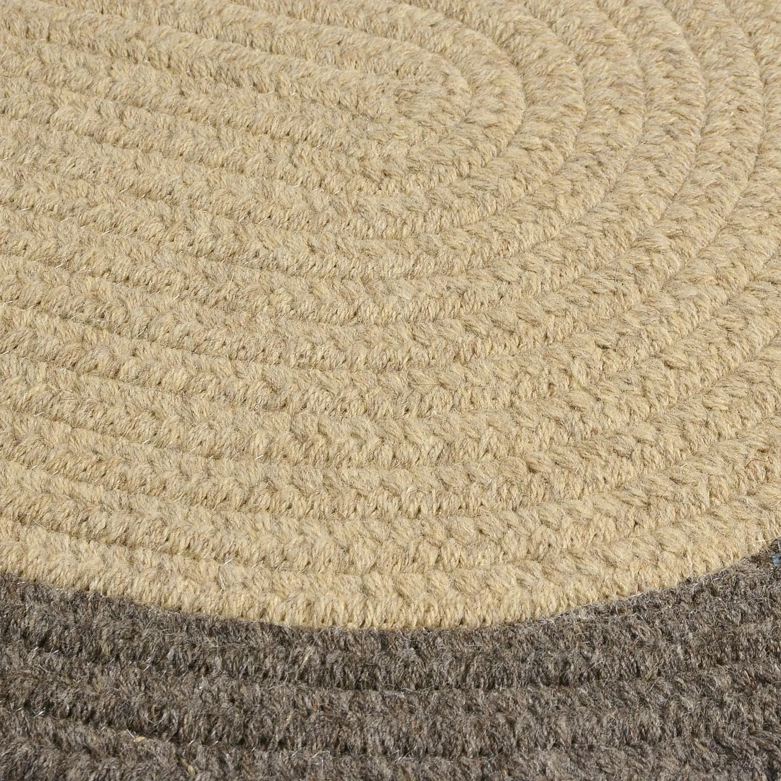 Classic Natural Border Braided Reversible 100% Wool Rug