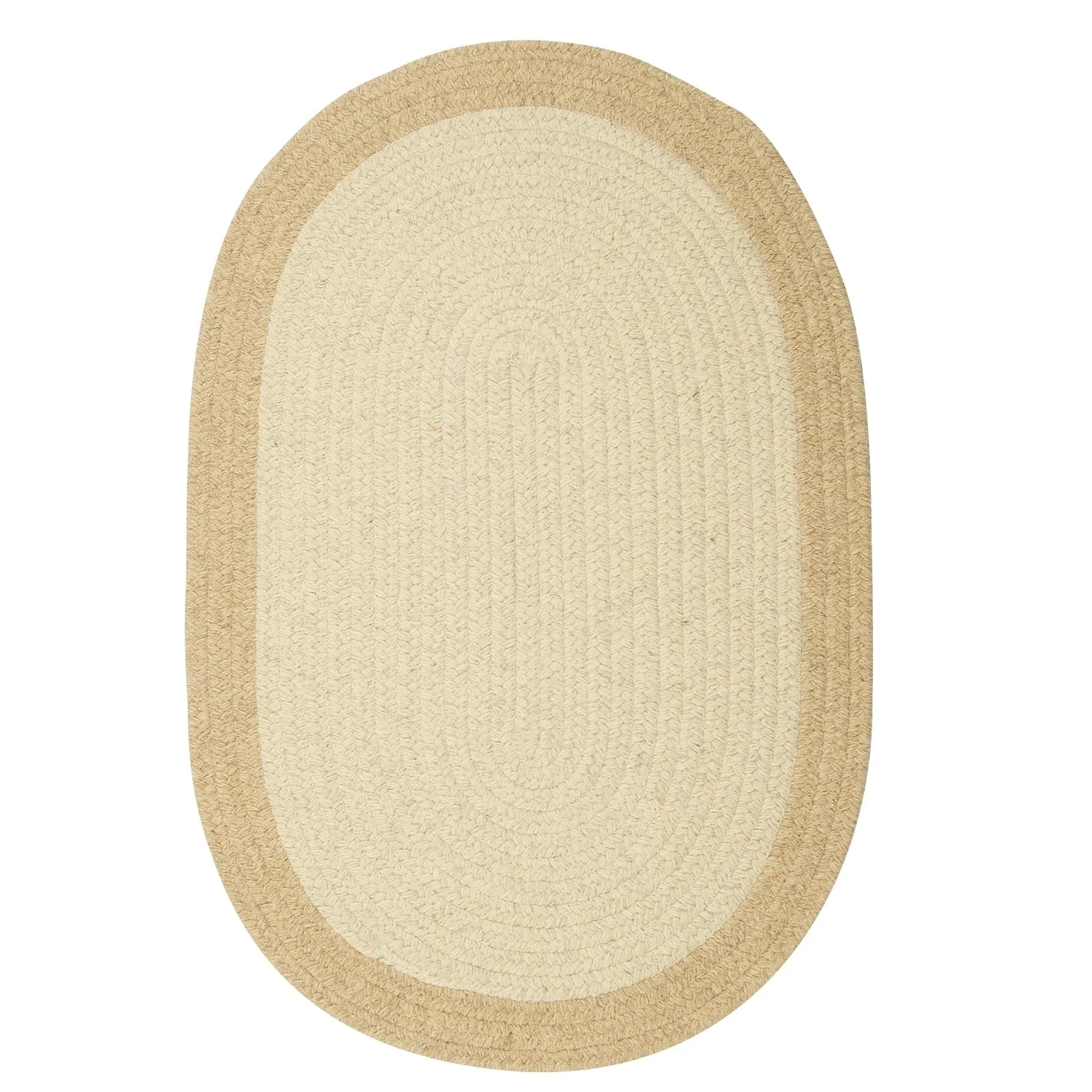 Classic Natural Border Braided Reversible 100% Wool Rug