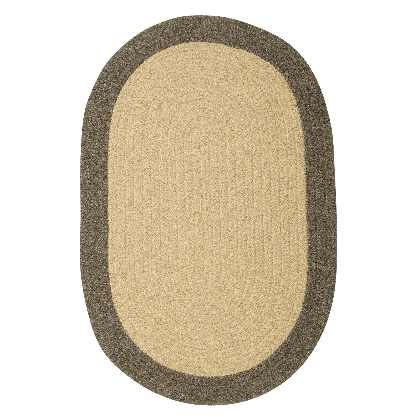 Classic Natural Border Braided Reversible 100% Wool Rug