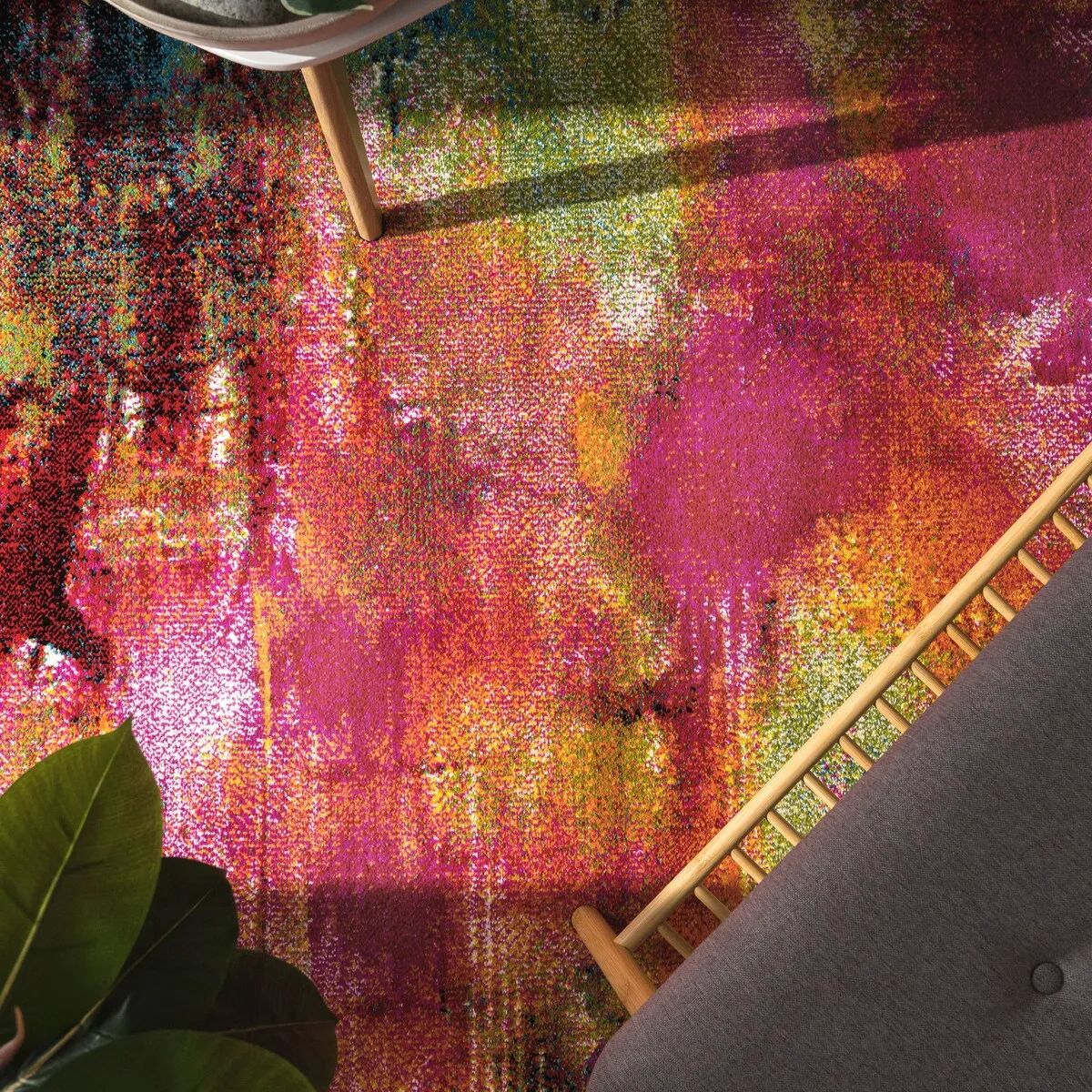 Colorful Area Rug with Artful Design Multicolor Pattern