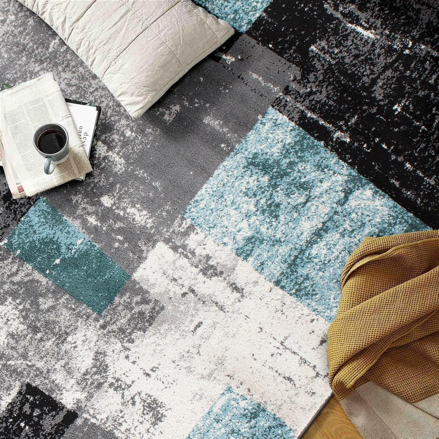 Contemporary Abstract Boxes Area Rug