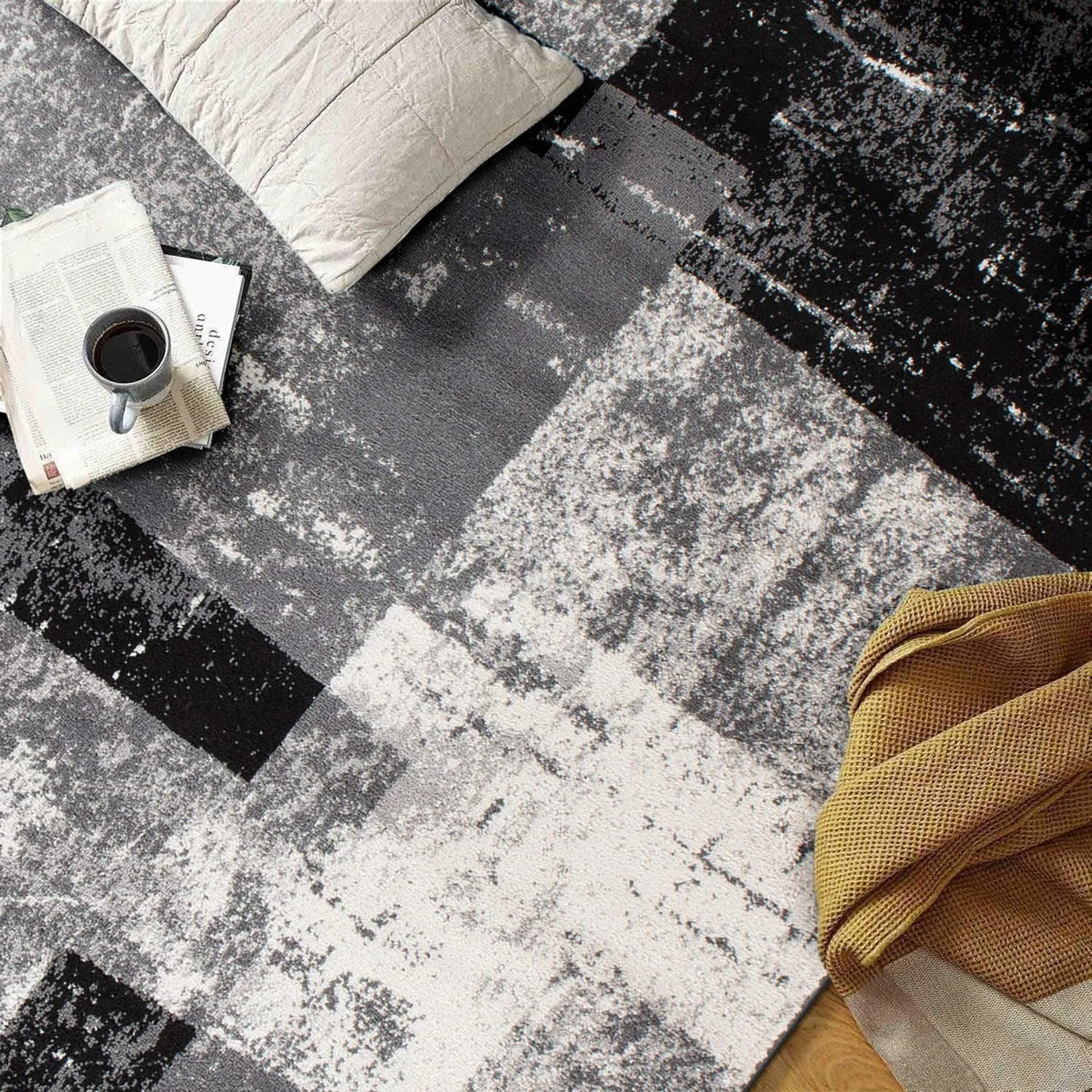 Contemporary Abstract Boxes Area Rug