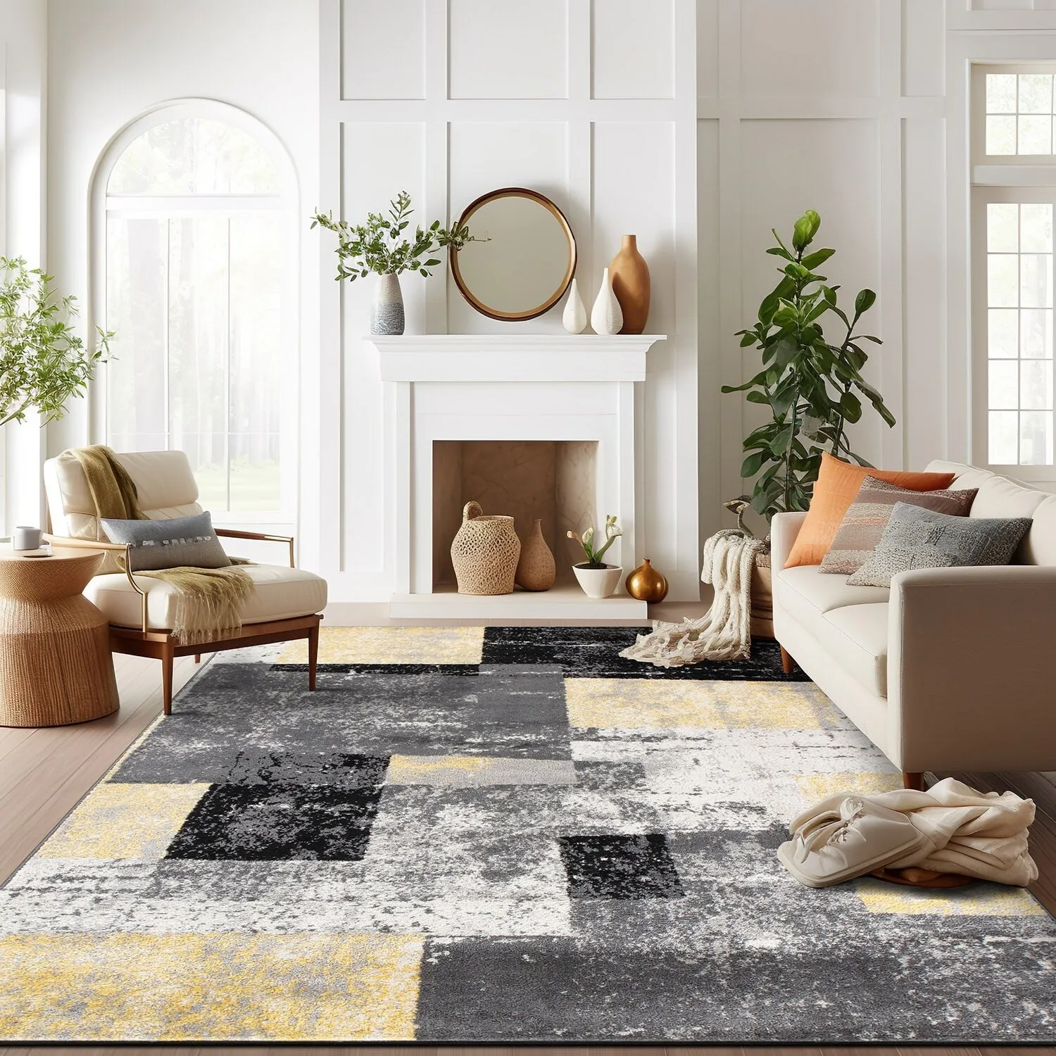 Contemporary Abstract Boxes Area Rug