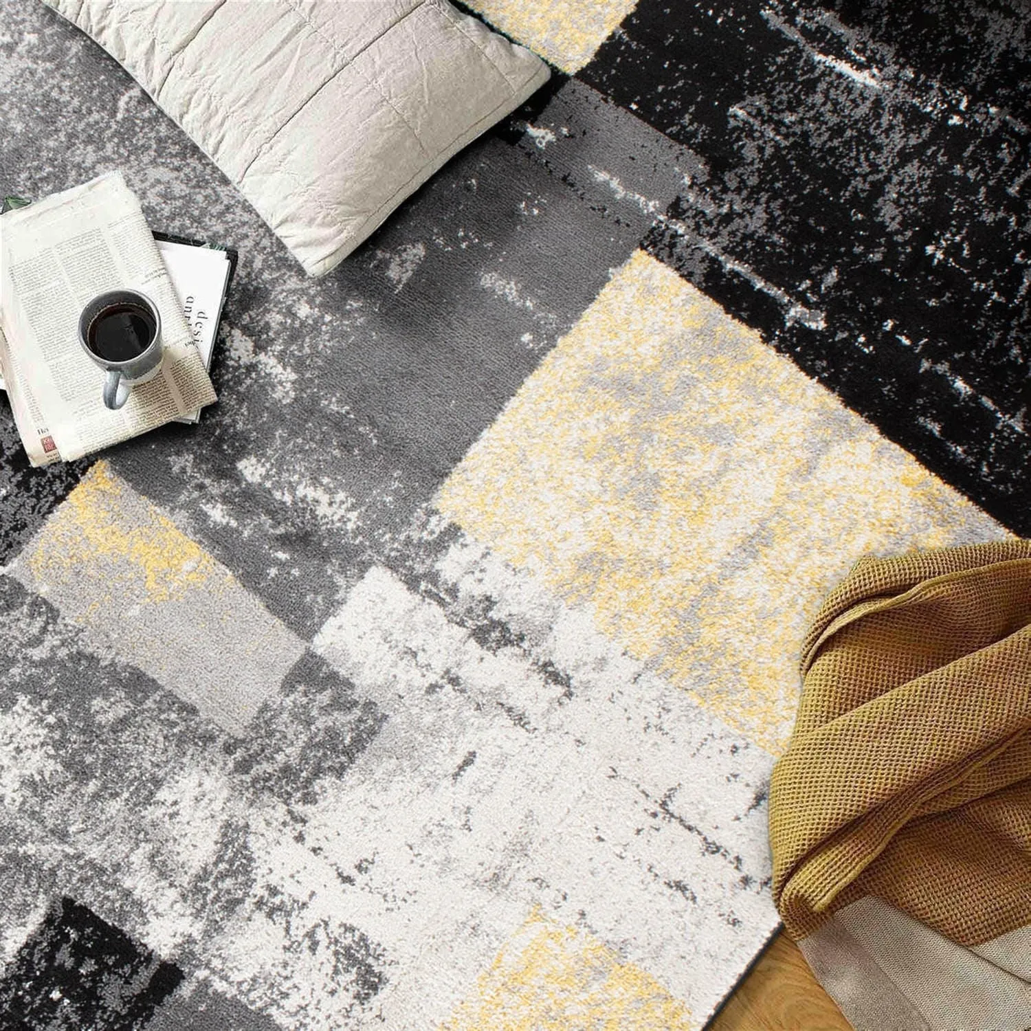 Contemporary Abstract Boxes Area Rug