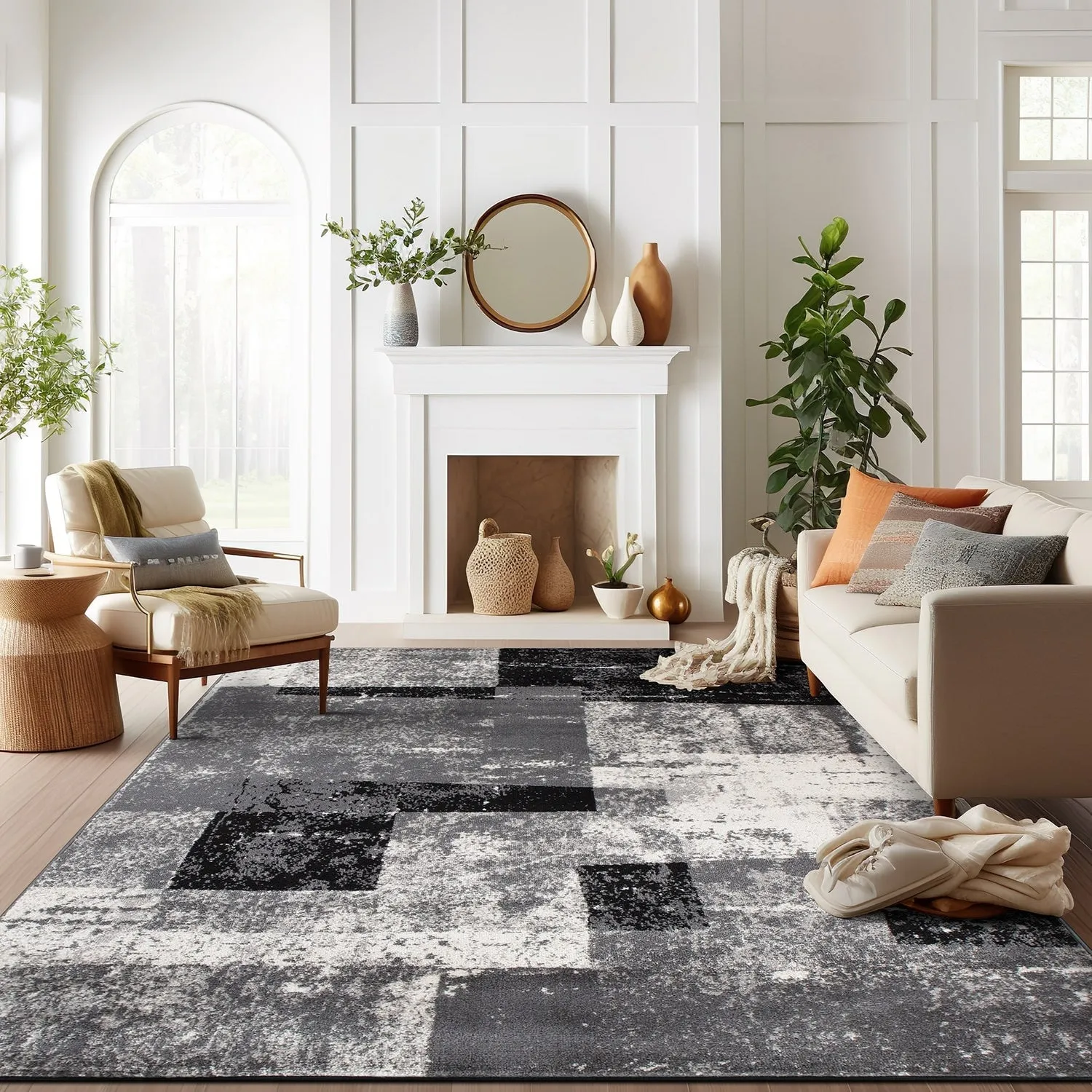 Contemporary Abstract Boxes Area Rug