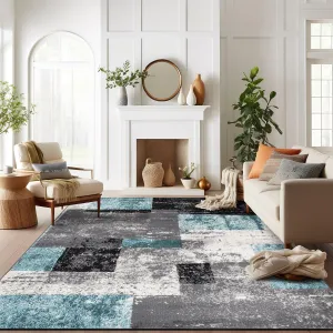 Contemporary Abstract Boxes Area Rug