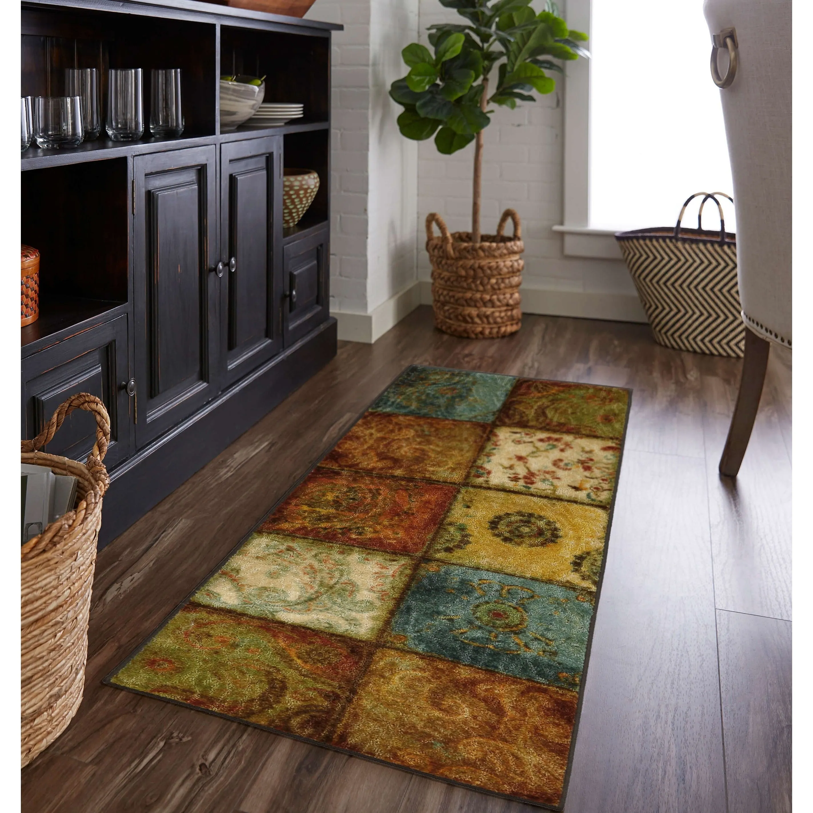 Copper Grove Bienville Rustic Floral Patchwork Tile Area Rug