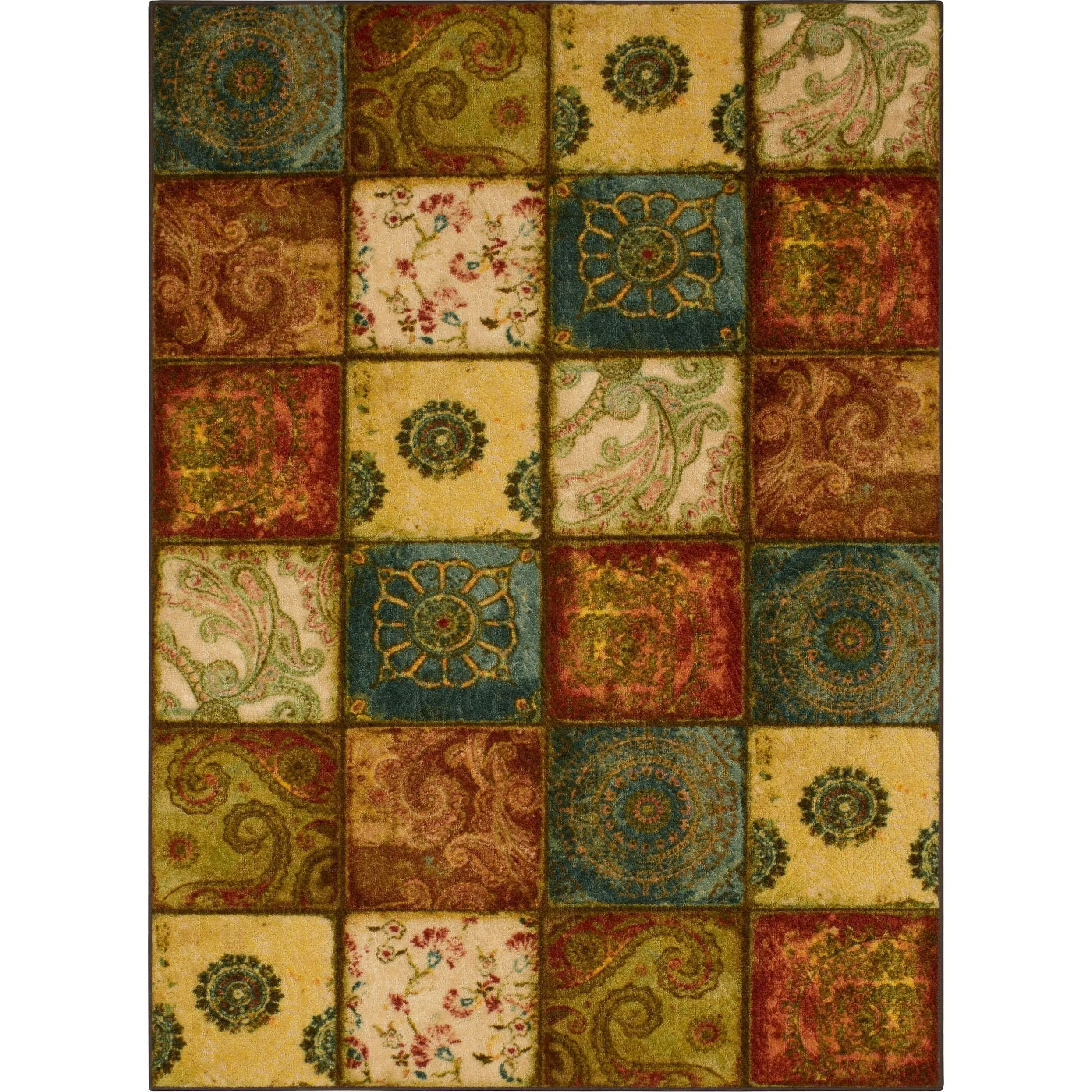 Copper Grove Bienville Rustic Floral Patchwork Tile Area Rug