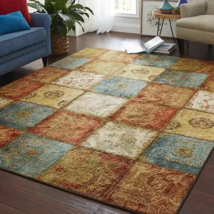 Copper Grove Bienville Rustic Floral Patchwork Tile Area Rug