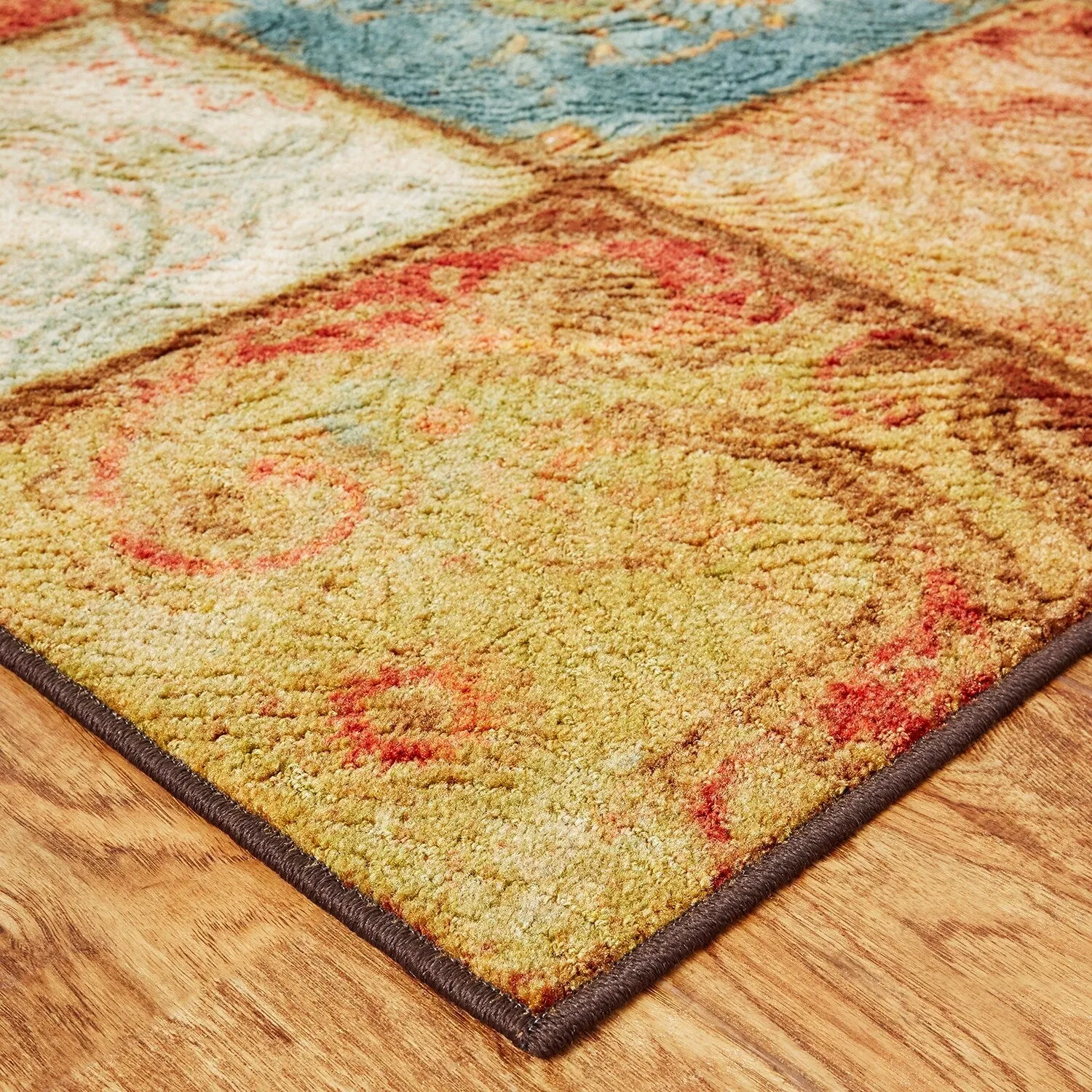 Copper Grove Bienville Rustic Floral Patchwork Tile Area Rug