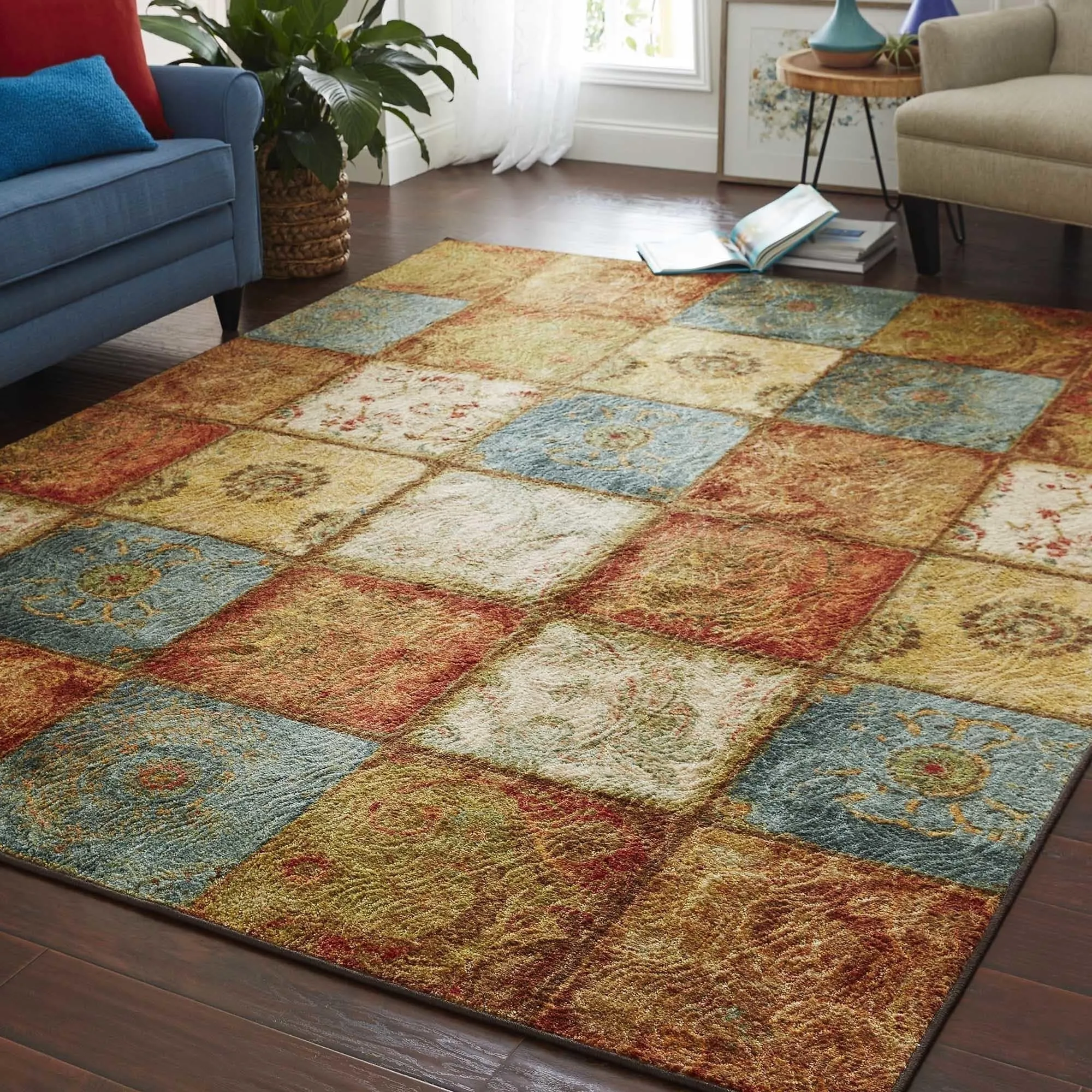 Copper Grove Bienville Rustic Floral Patchwork Tile Area Rug