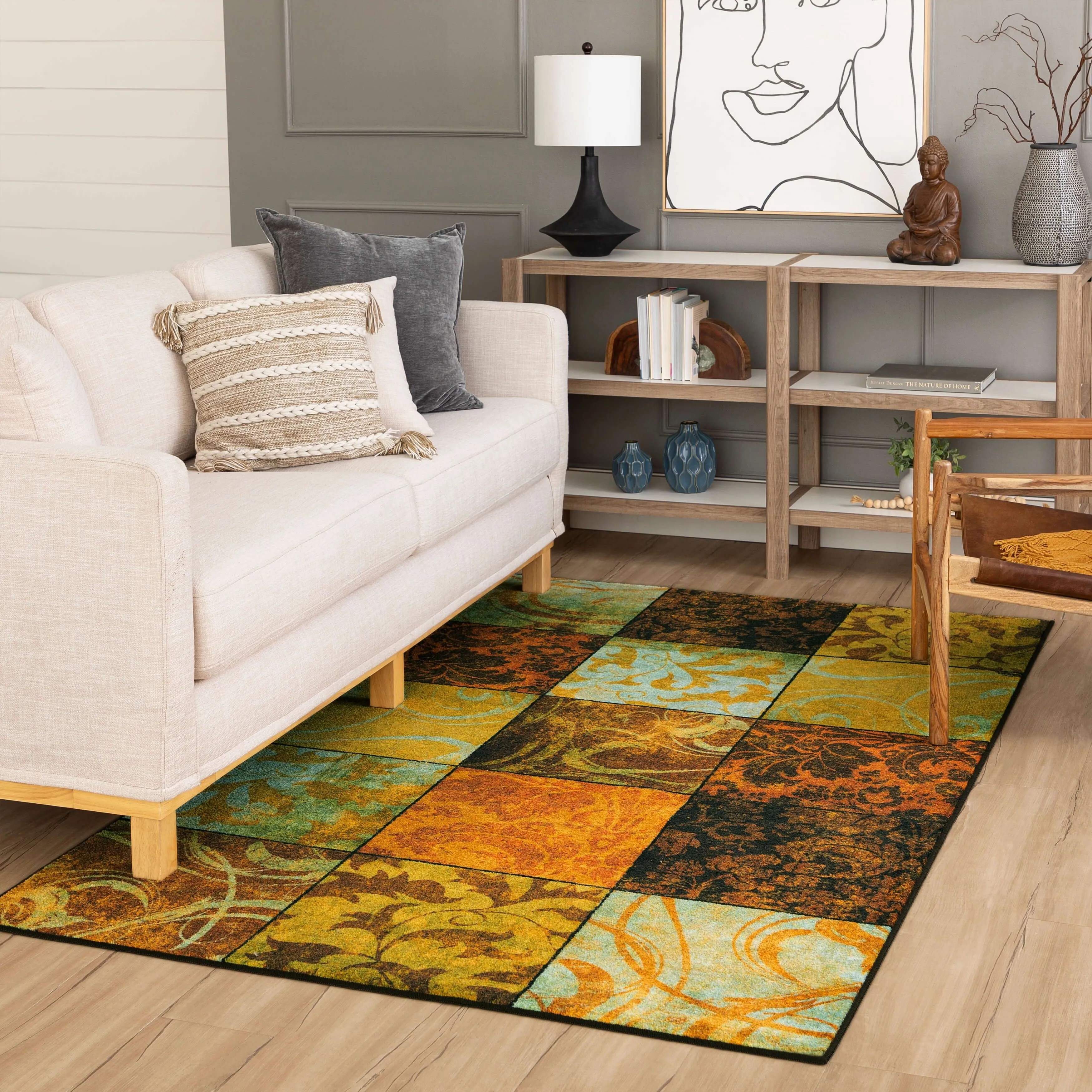 Copper Grove Bienville Rustic Floral Patchwork Tile Area Rug