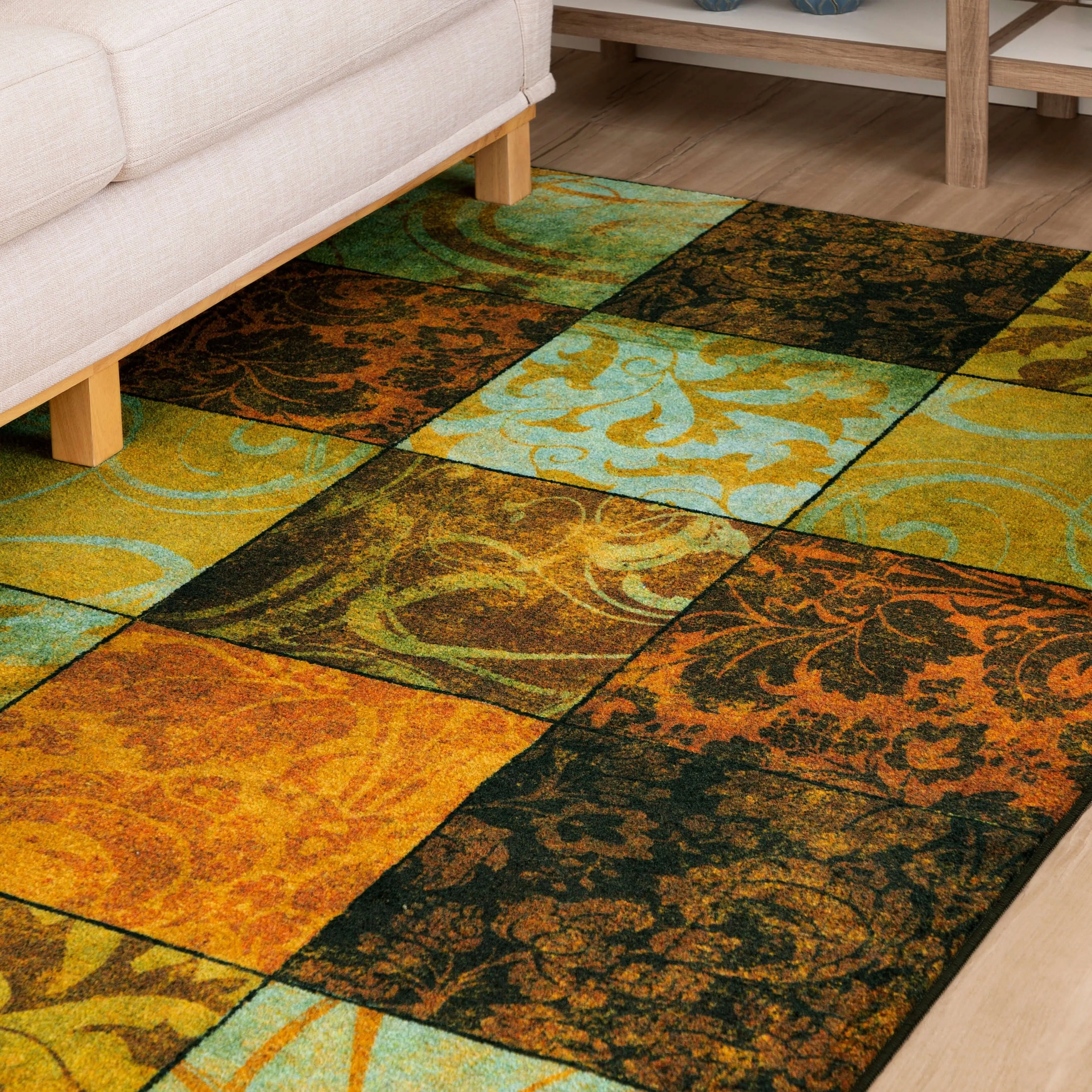 Copper Grove Bienville Rustic Floral Patchwork Tile Area Rug