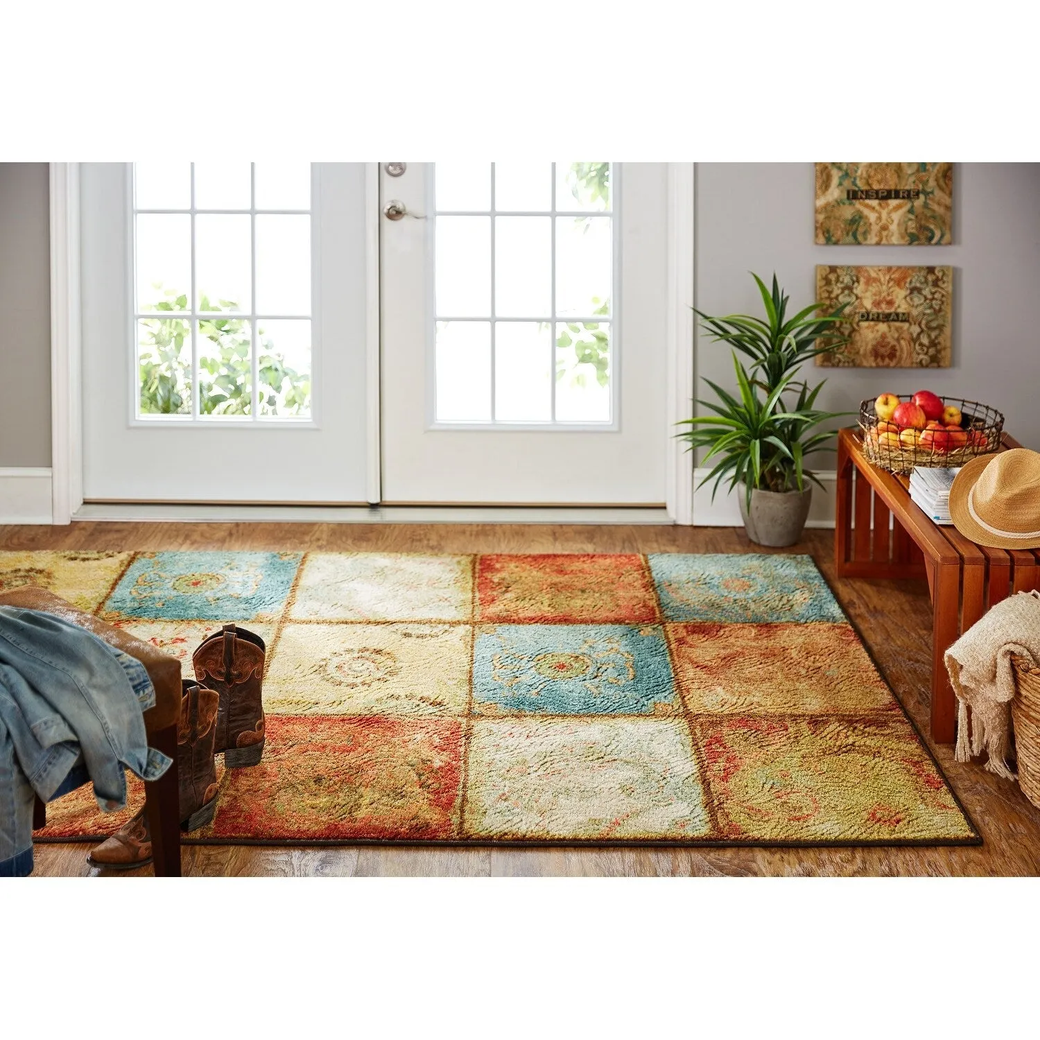 Copper Grove Bienville Rustic Floral Patchwork Tile Area Rug