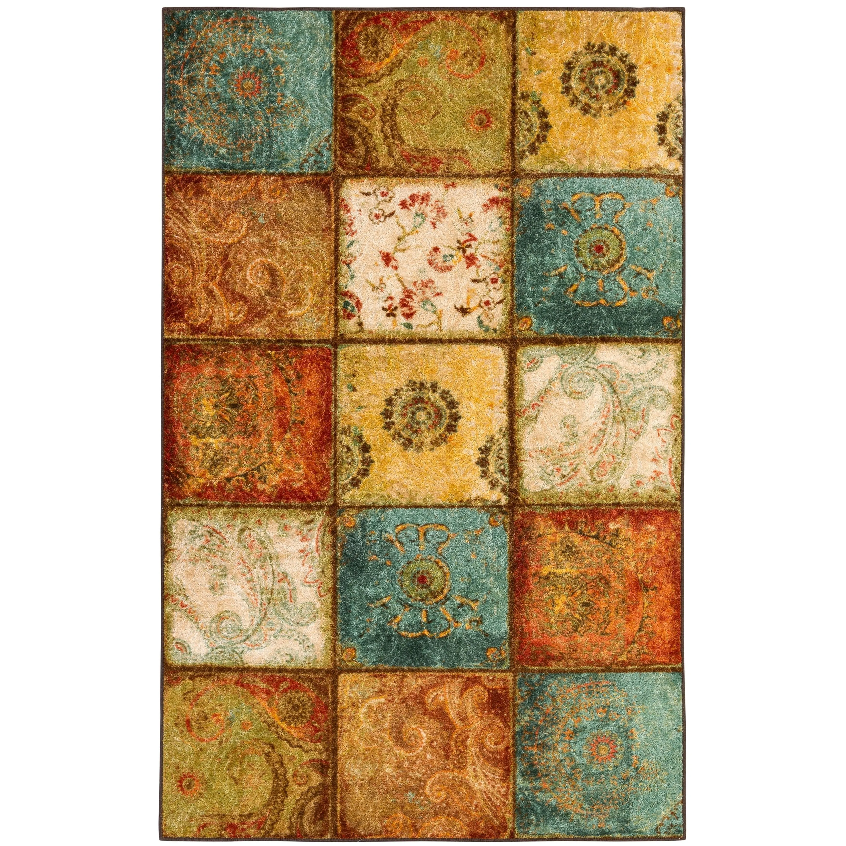 Copper Grove Bienville Rustic Floral Patchwork Tile Area Rug