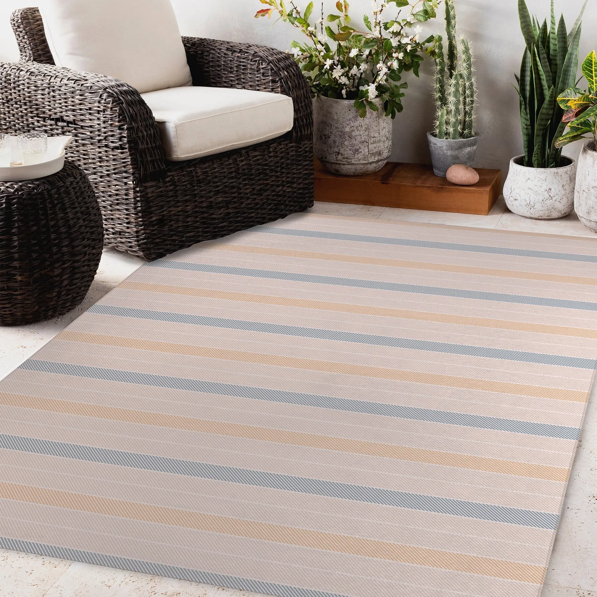 COUNTRY CLUB PEACHY Outdoor Rug By Becky Bailey