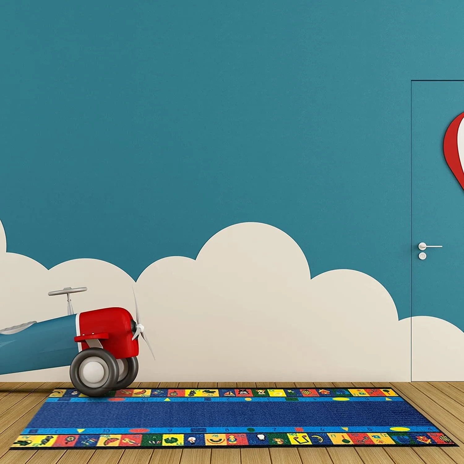 Custom Size 26 Inches Wide Kids Alphabet Non-Slip Hallway Runner Rug