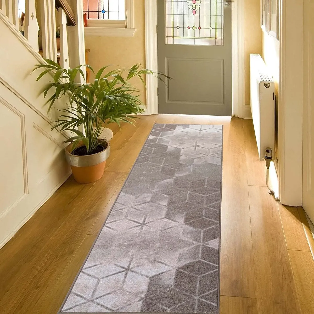Custom Size Cubes Abstract 31 Inch Wide Non-Slip Stair Runner Rug