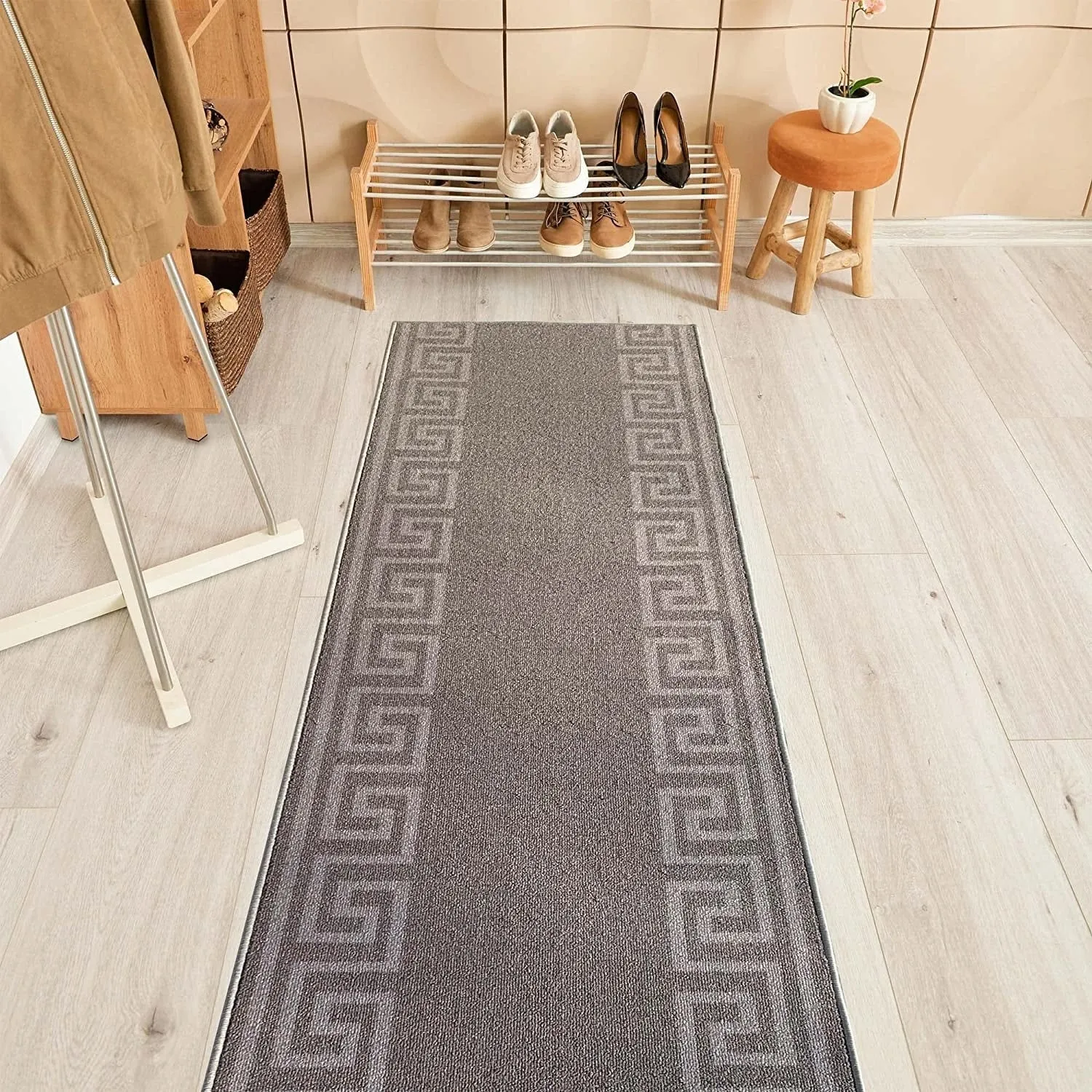 Custom Size Greek Design 31 Inch Wide Non-Slip Stair Runner Rug