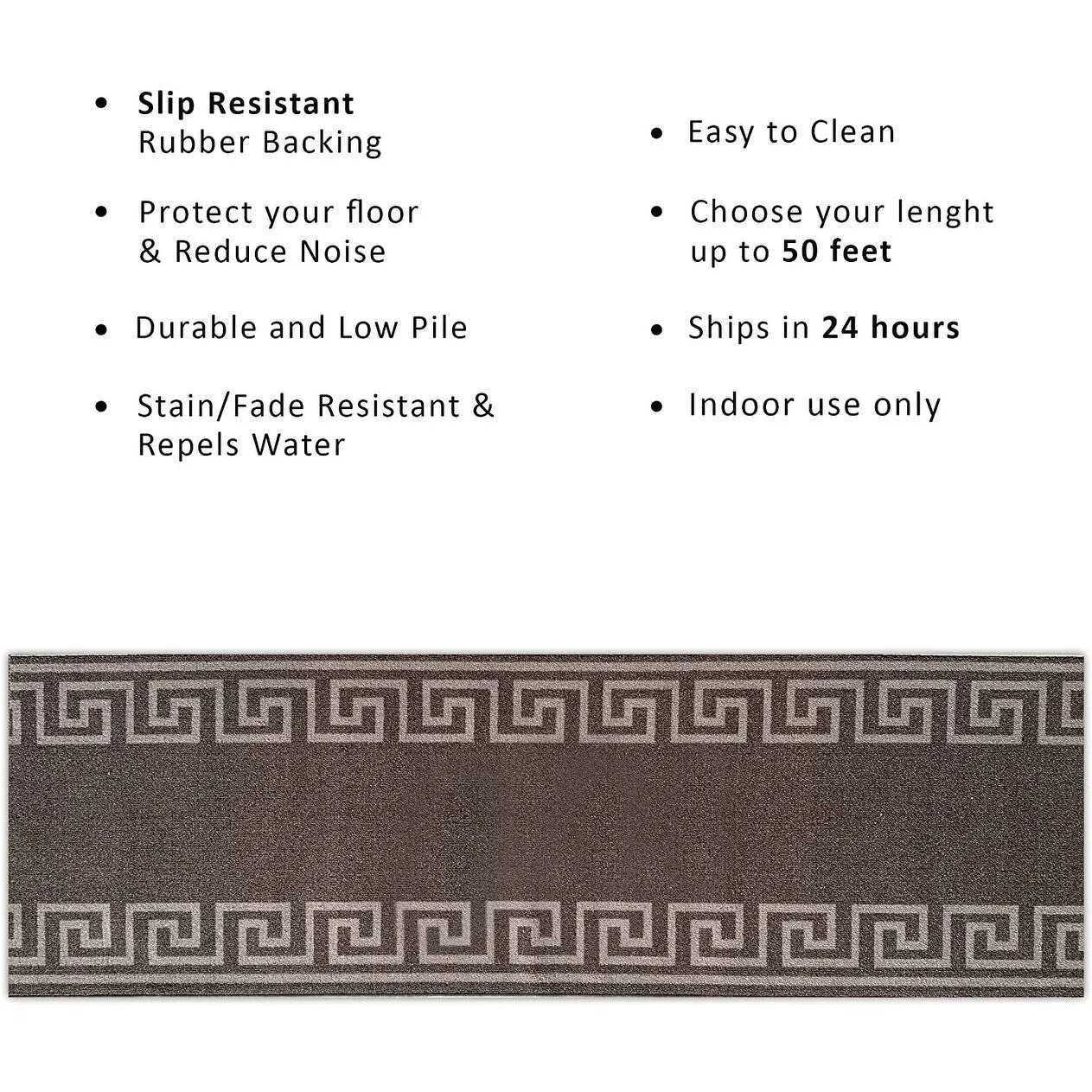 Custom Size Greek Design 31 Inch Wide Non-Slip Stair Runner Rug