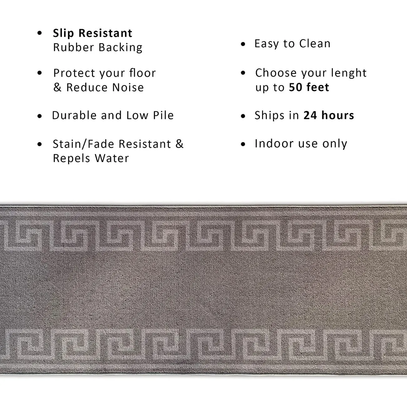 Custom Size Greek Design 31 Inch Wide Non-Slip Stair Runner Rug