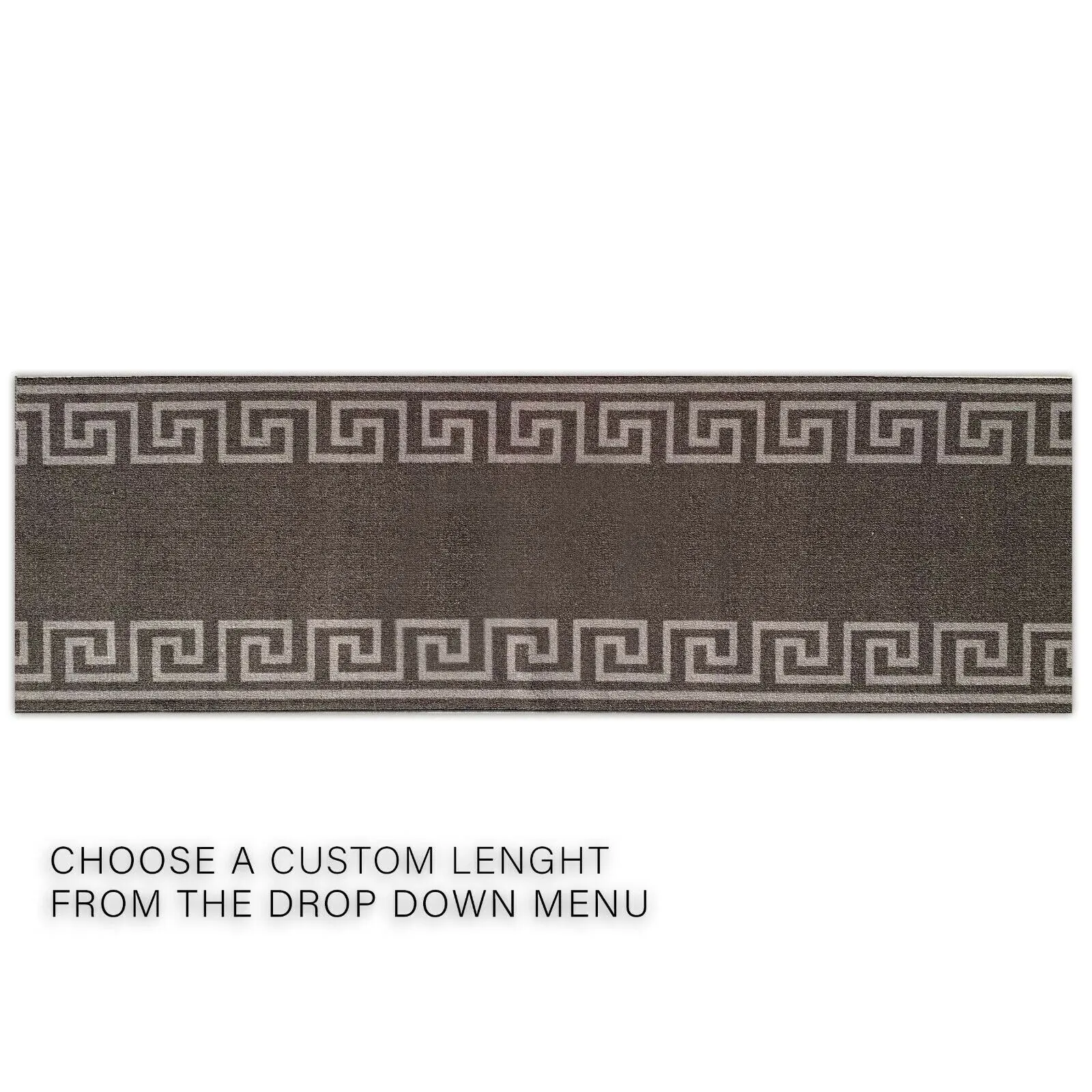 Custom Size Greek Key Design Gray .Dark Gray Color Non-Slip Rubber Backing-26 Inch WidexYour Choice of Length Runner Rug
