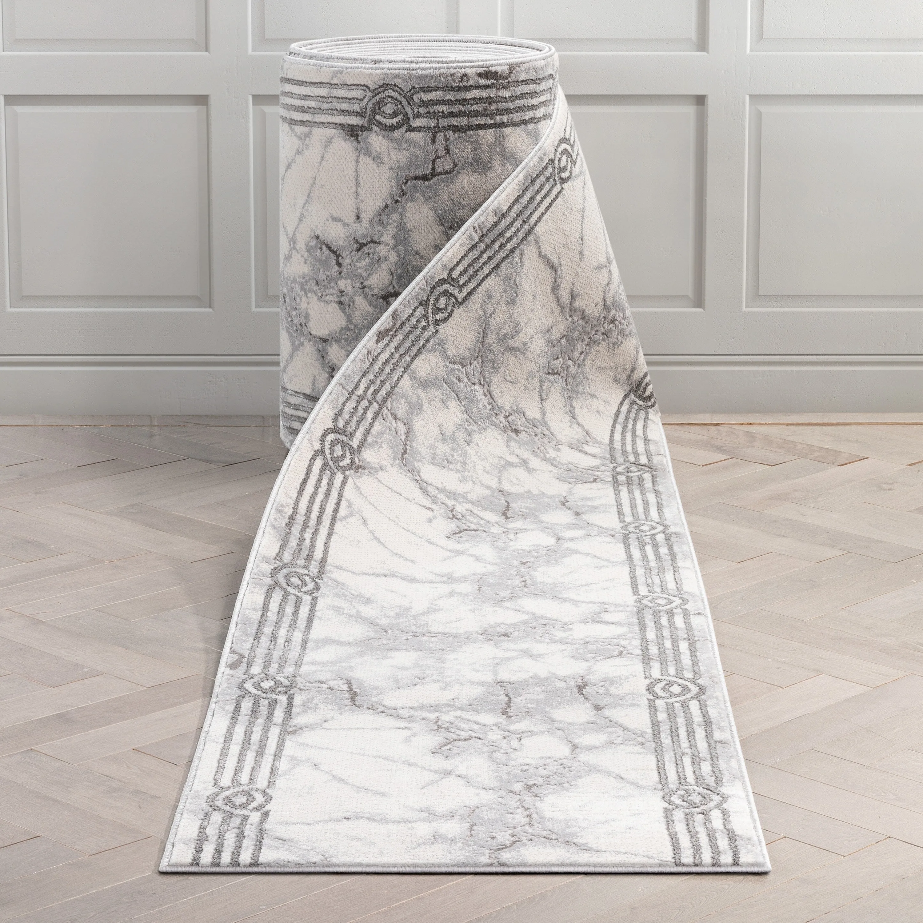 Custom Size Runner Fairmont Huntington Glam Marble Border Stair Rug
