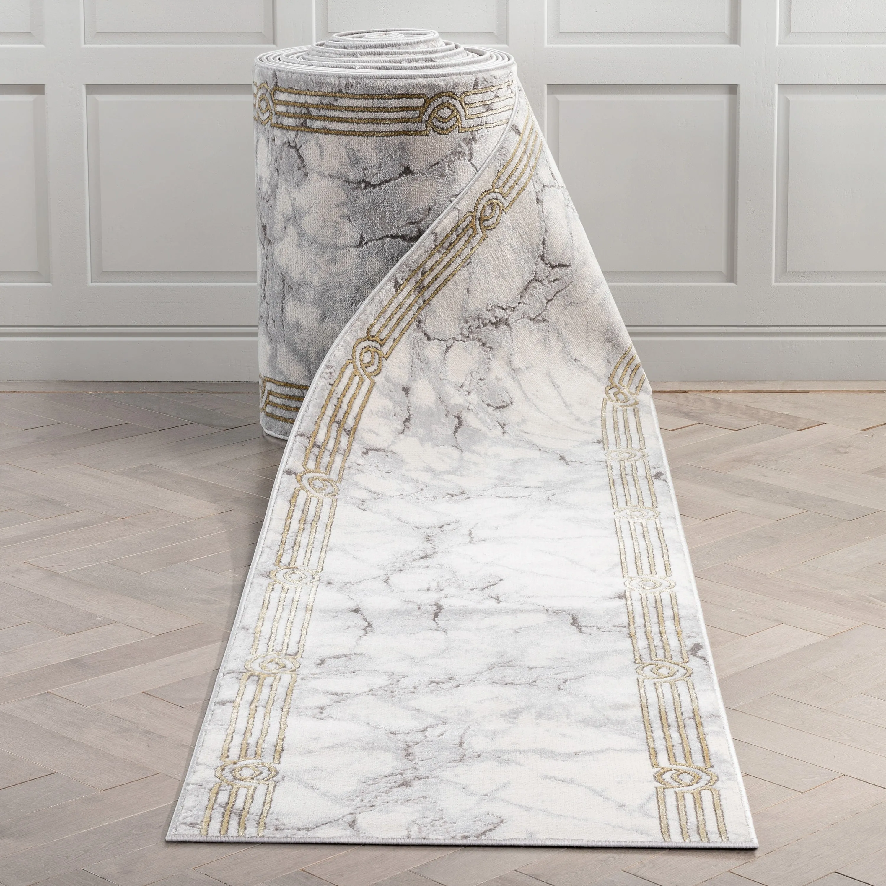 Custom Size Runner Fairmont Huntington Glam Marble Border Stair Rug