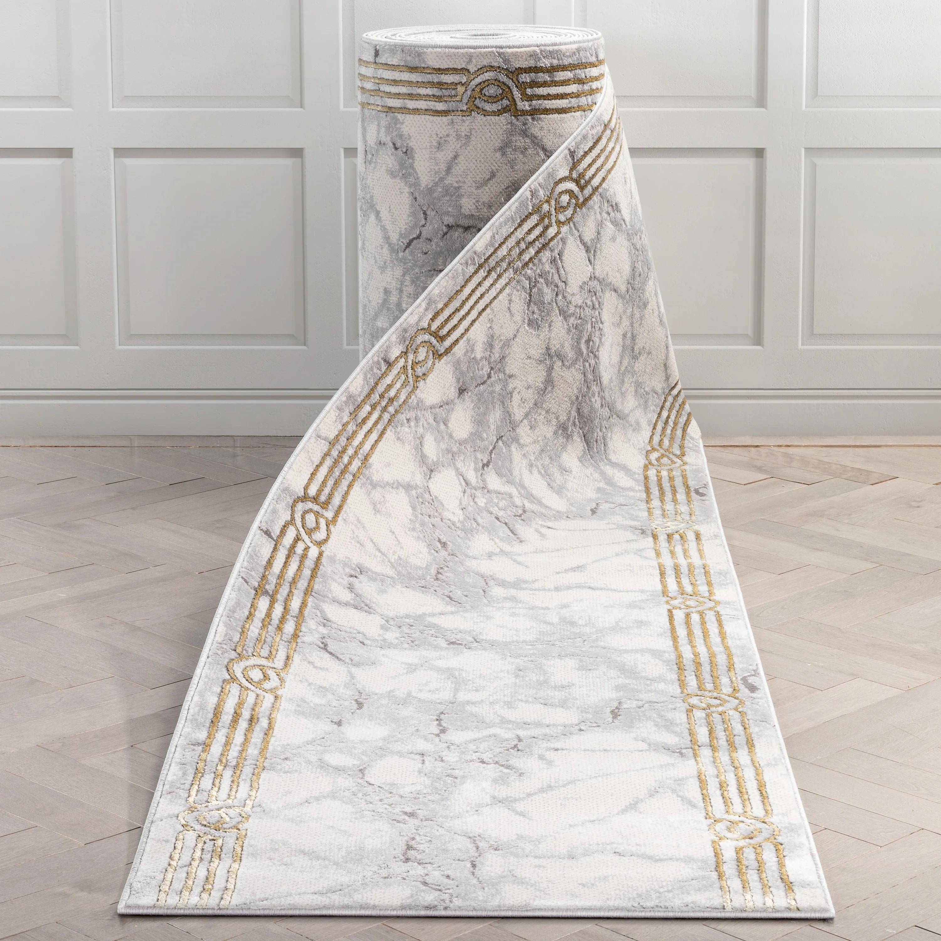 Custom Size Runner Fairmont Huntington Glam Marble Border Stair Rug