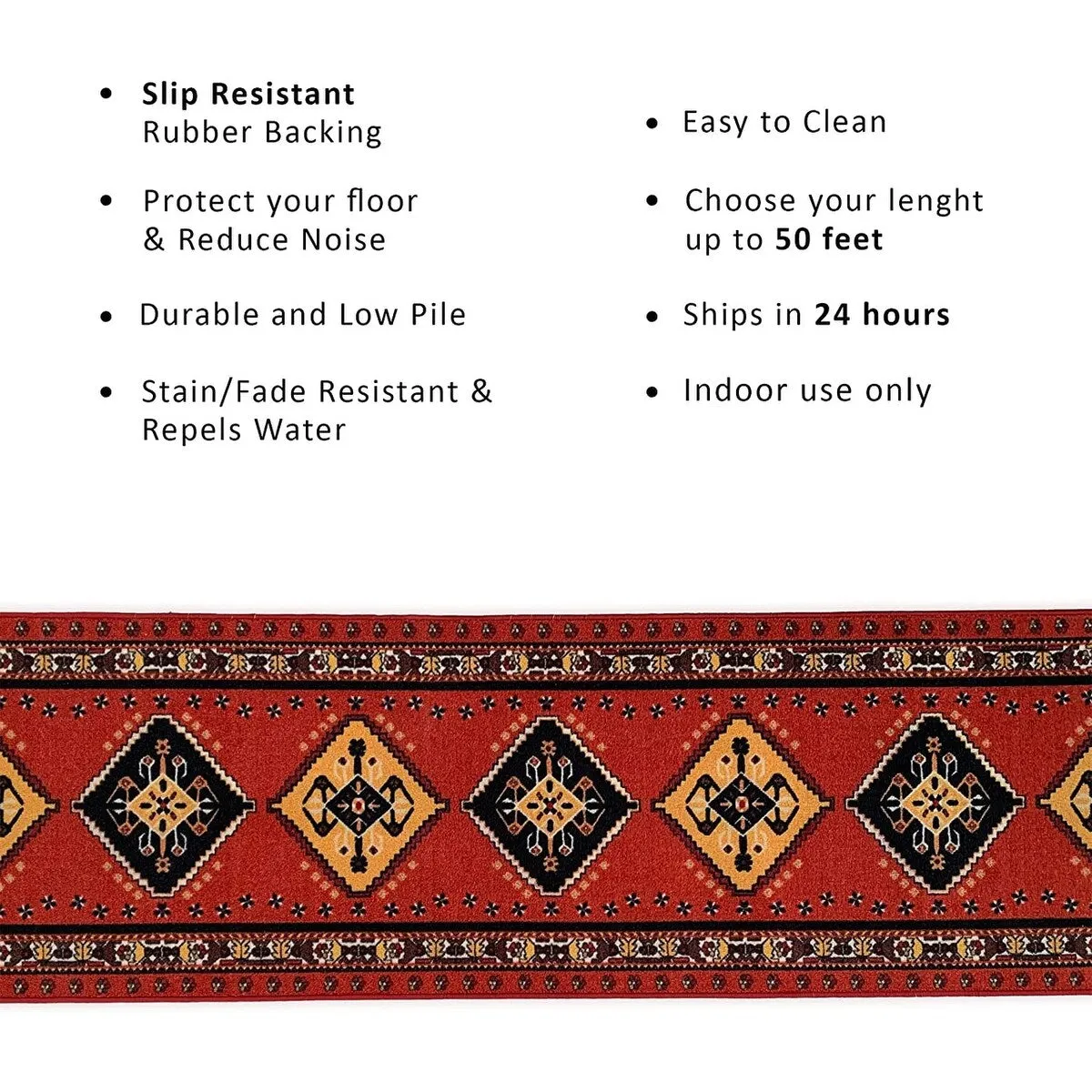 Custom Size Southwestern 26 Inch Wide Non-Slip Stair Runner Rug