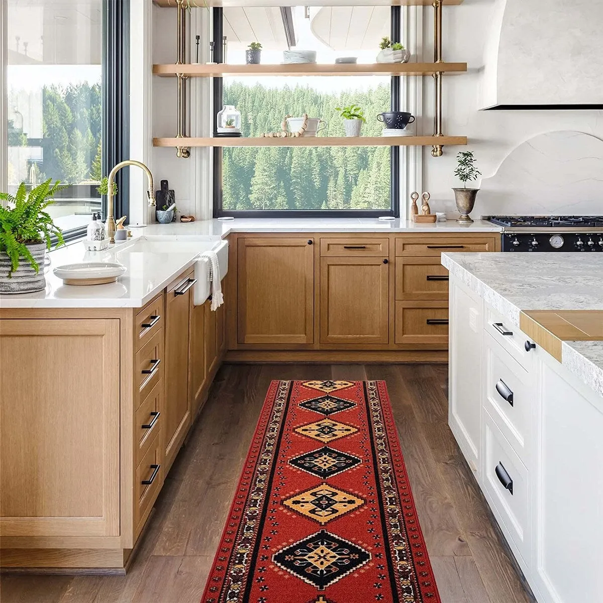 Custom Size Southwestern 26 Inch Wide Non-Slip Stair Runner Rug