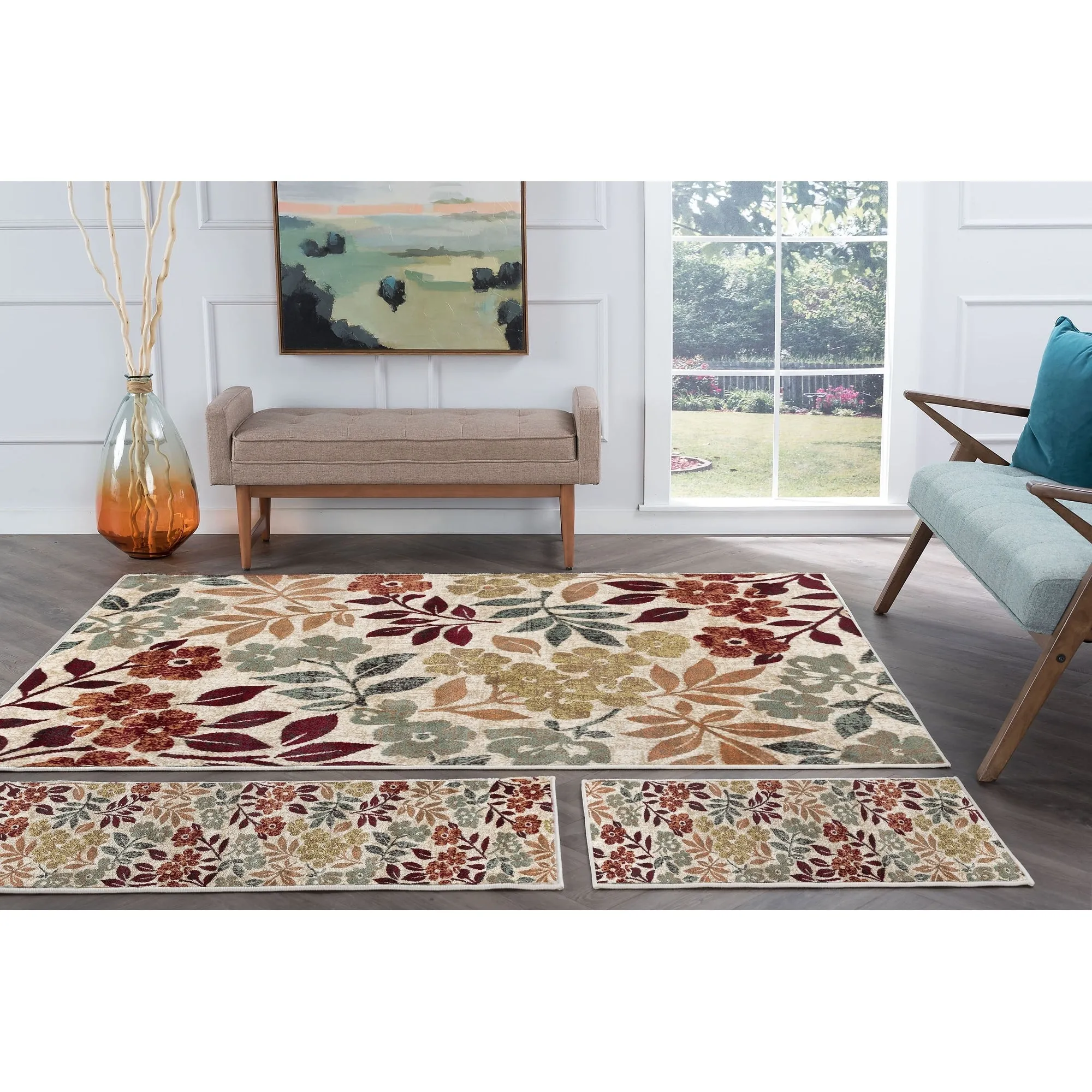 Decora Shabby Chic Floral Indoor Area Rug