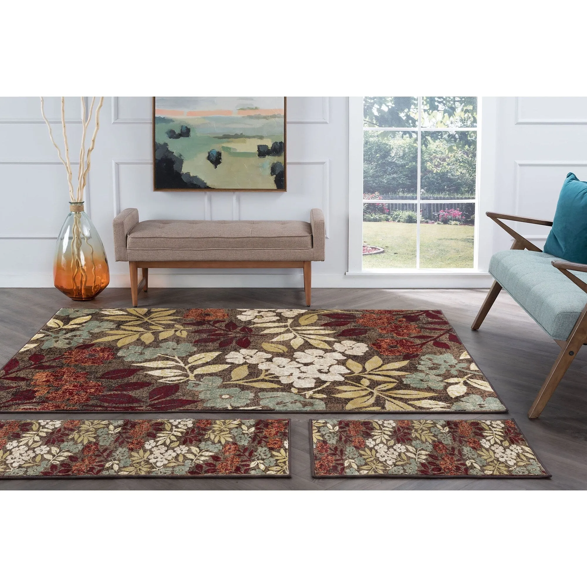Decora Shabby Chic Floral Indoor Area Rug