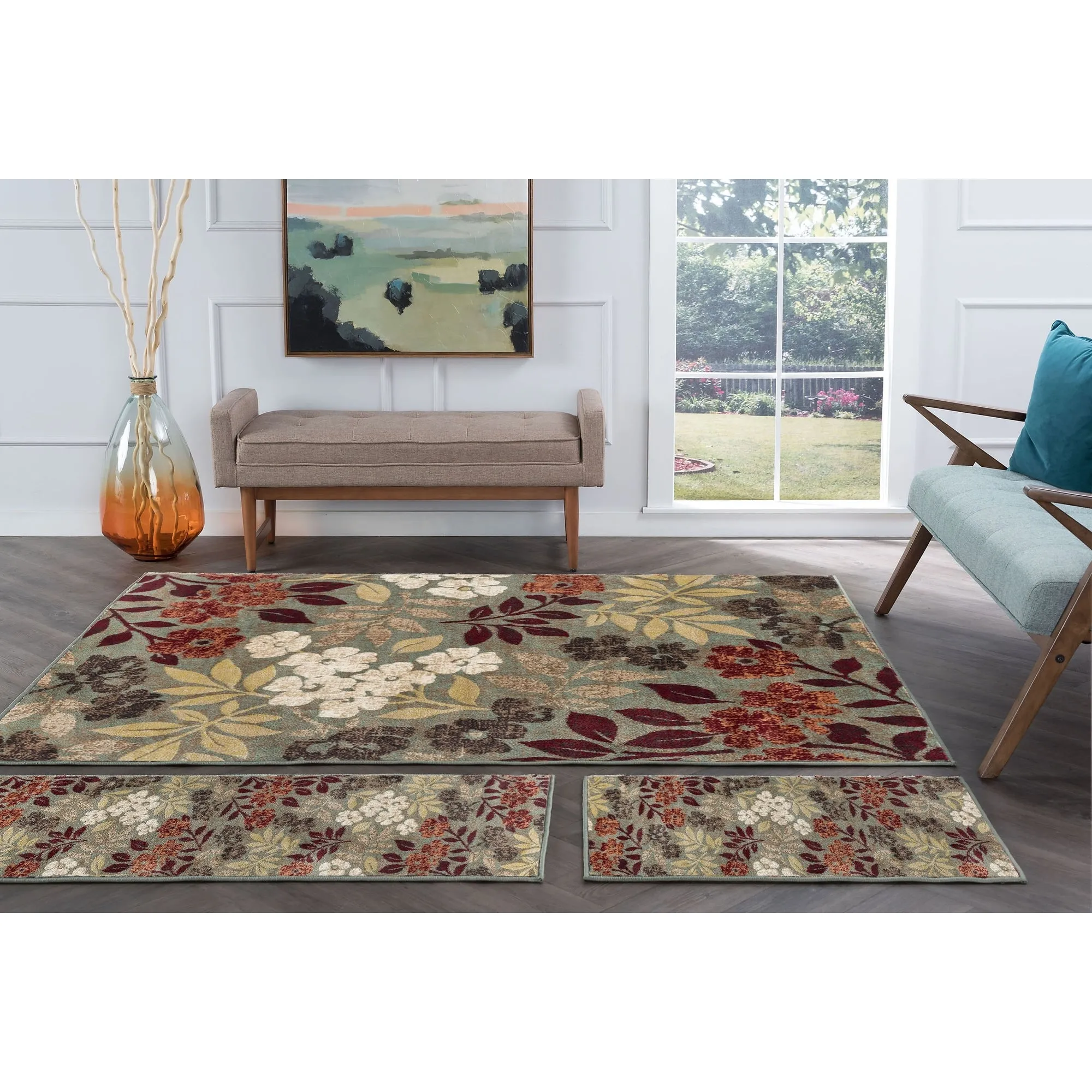 Decora Shabby Chic Floral Indoor Area Rug