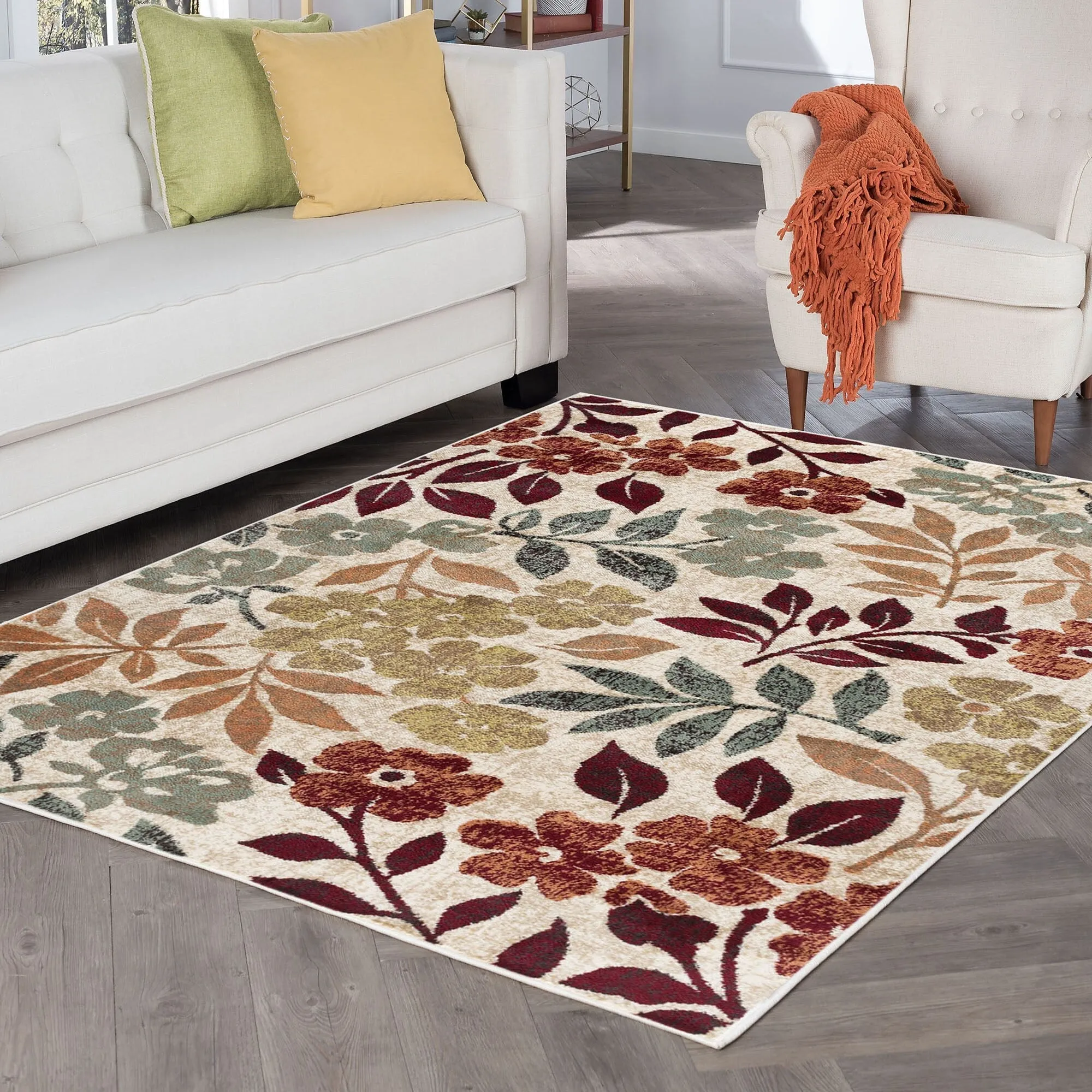 Decora Shabby Chic Floral Indoor Area Rug