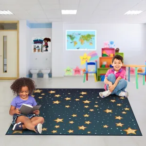 Deerlux 6 ft. Social Distancing Colorful Kids Classroom Seating Area Rug. Starry Sky Design