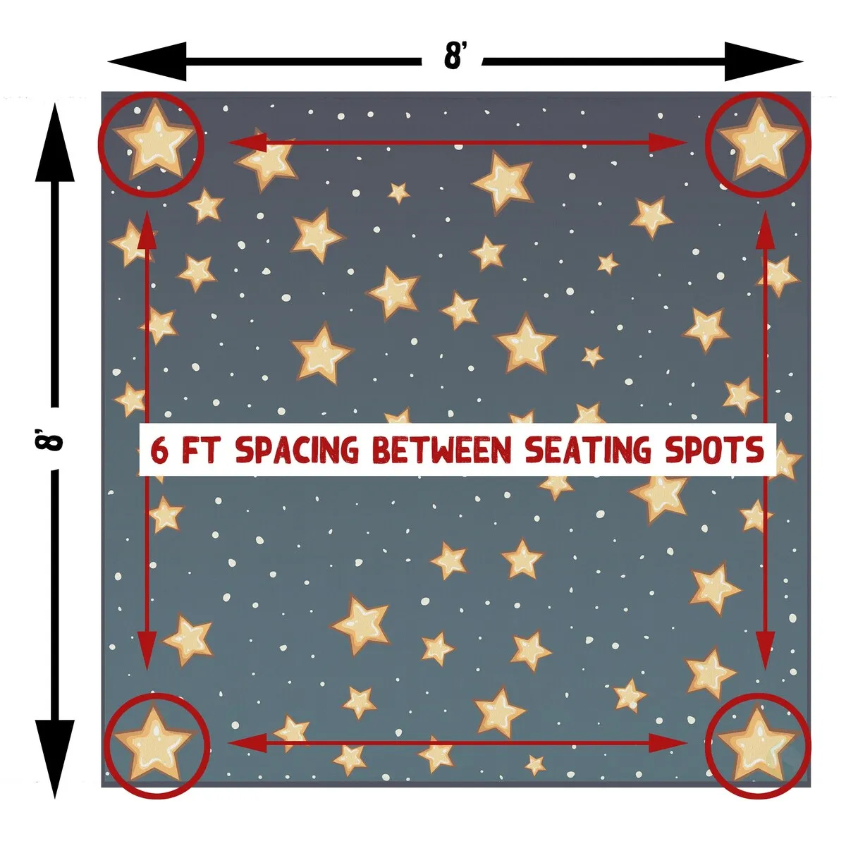 Deerlux 6 ft. Social Distancing Colorful Kids Classroom Seating Area Rug. Starry Sky Design