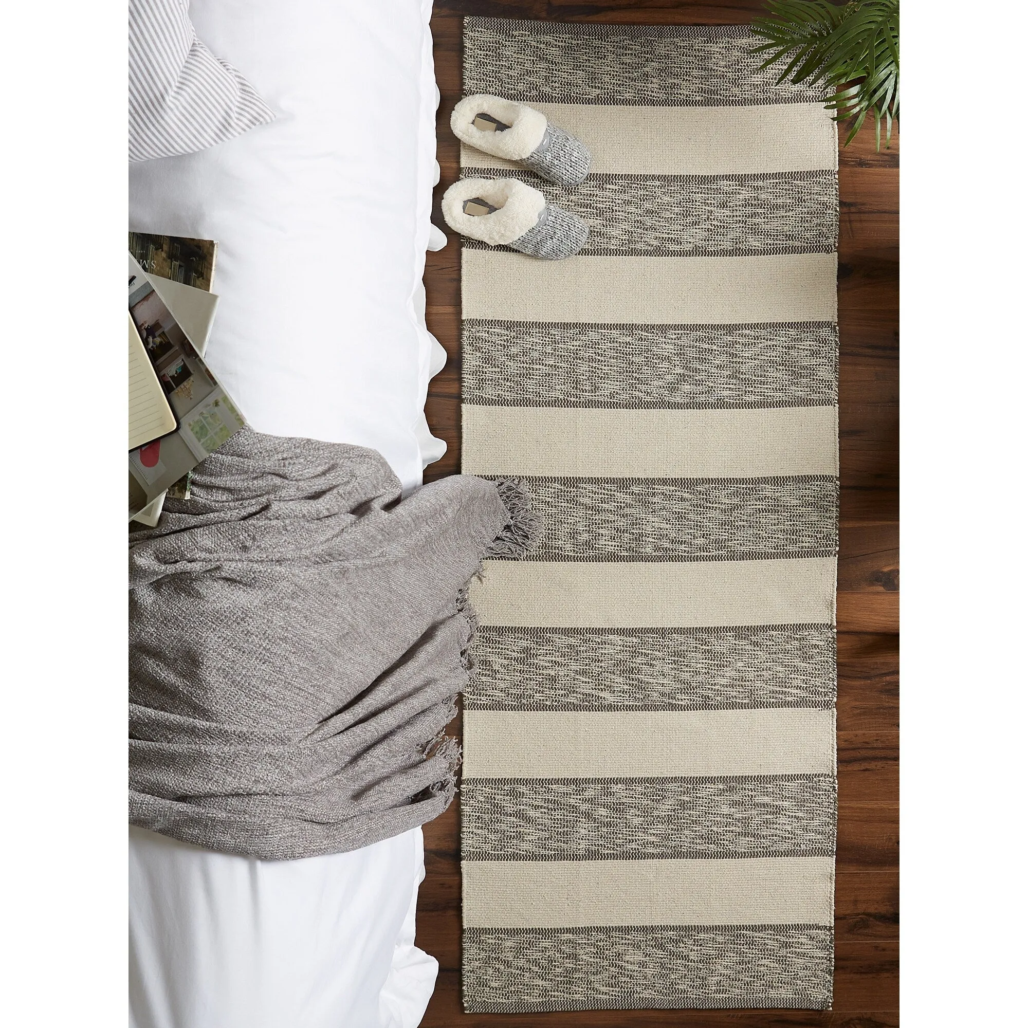 DII French Blue Variegated Plaid Recycled Yarn Rug (Set of 2) - Big