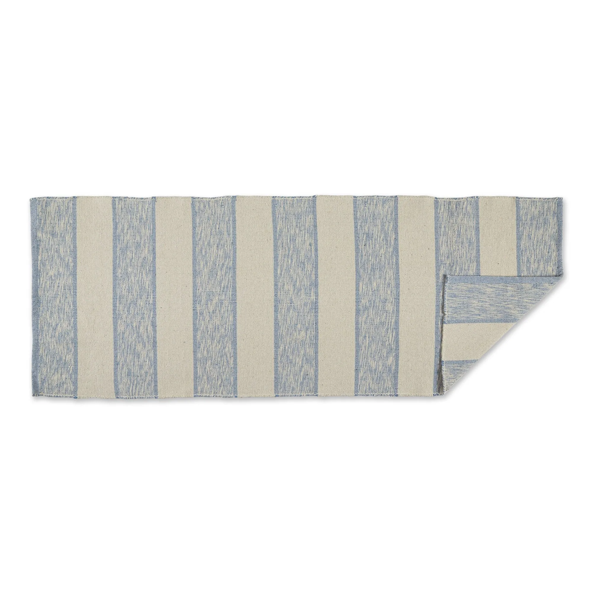 DII French Blue Variegated Plaid Recycled Yarn Rug (Set of 2) - Big