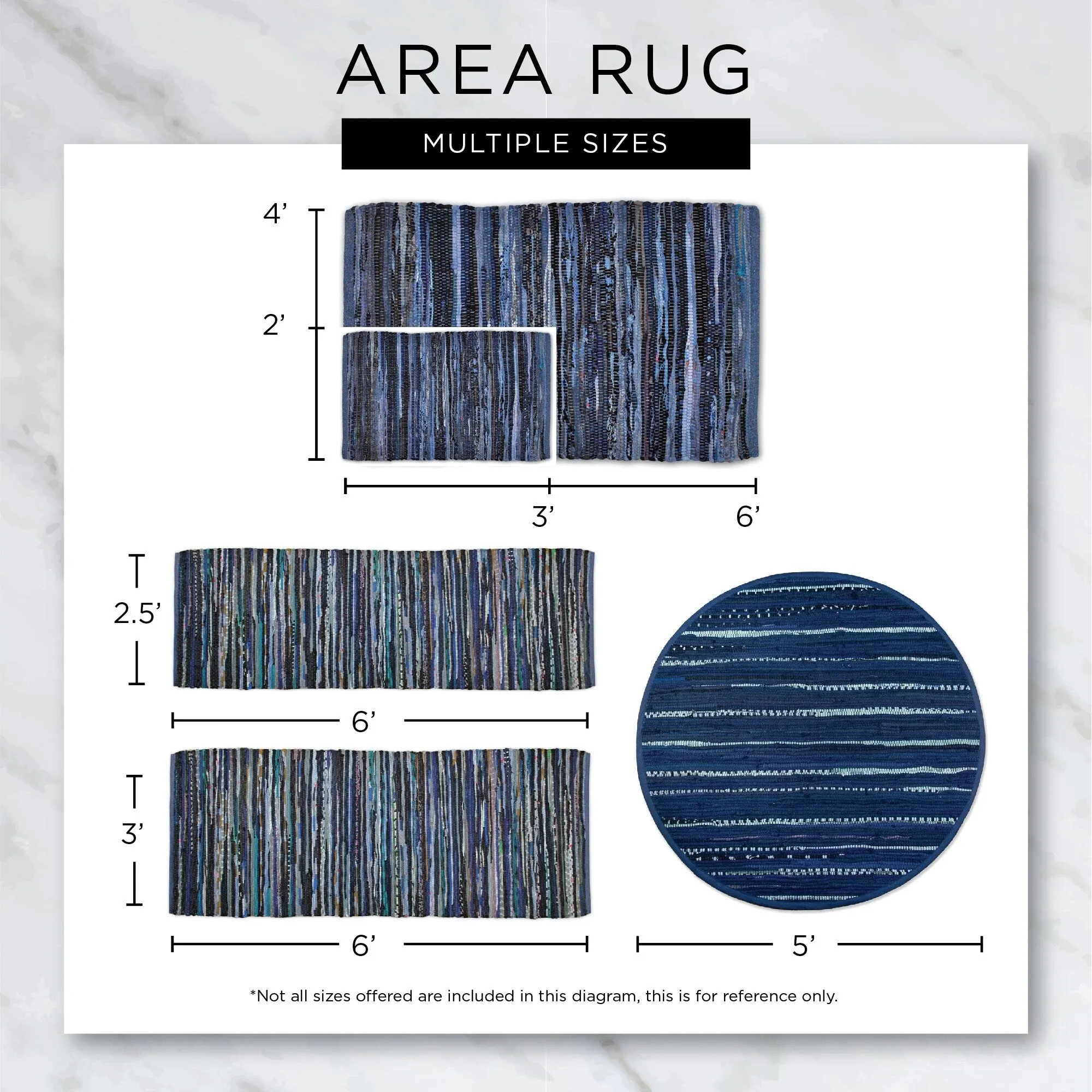 DII French Blue Variegated Plaid Recycled Yarn Rug (Set of 2) - Big