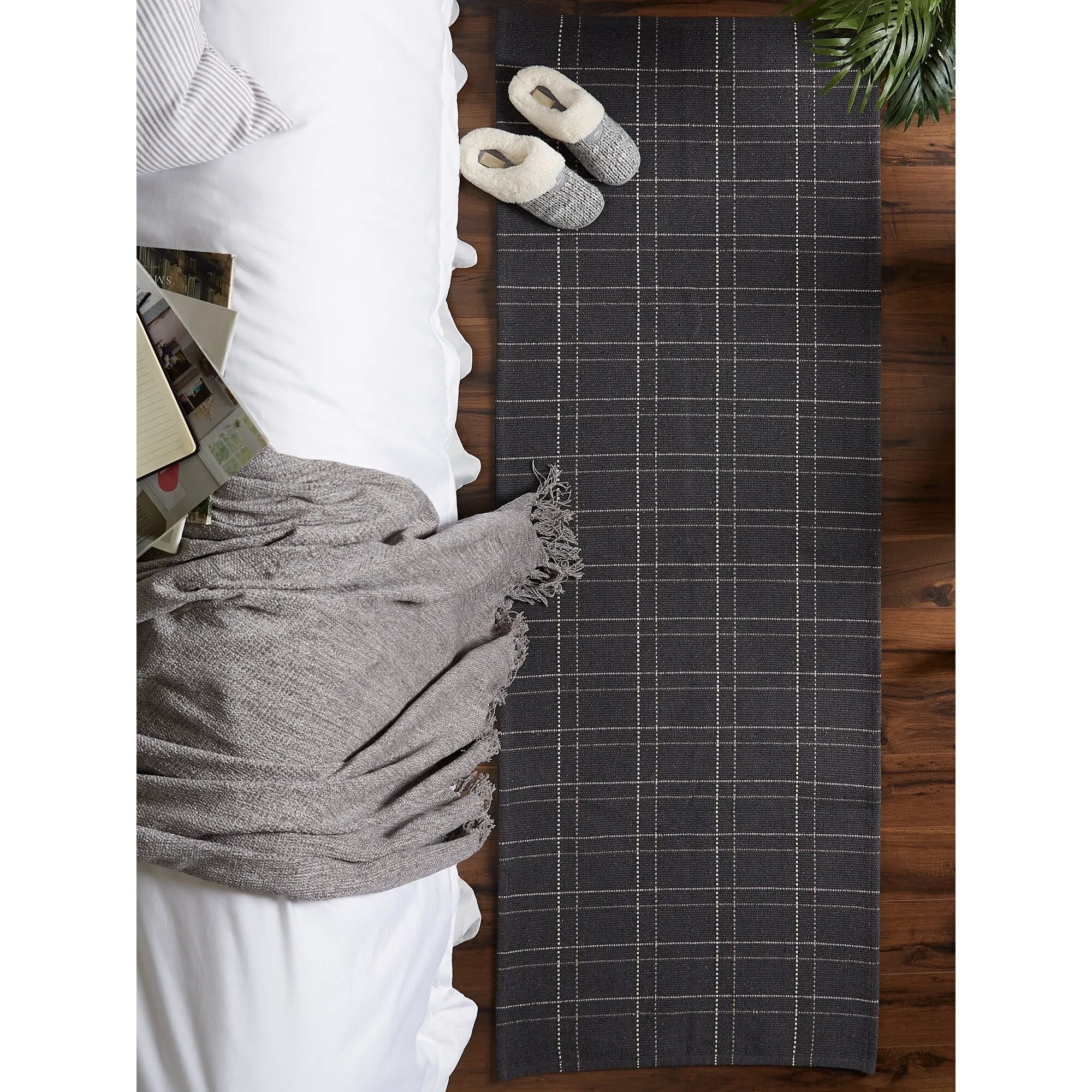 DII French Blue Variegated Plaid Recycled Yarn Rug (Set of 2) - Big