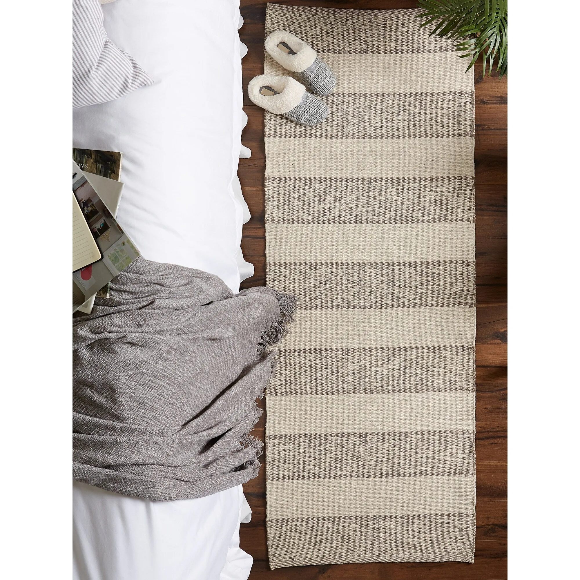 DII French Blue Variegated Plaid Recycled Yarn Rug (Set of 2) - Big